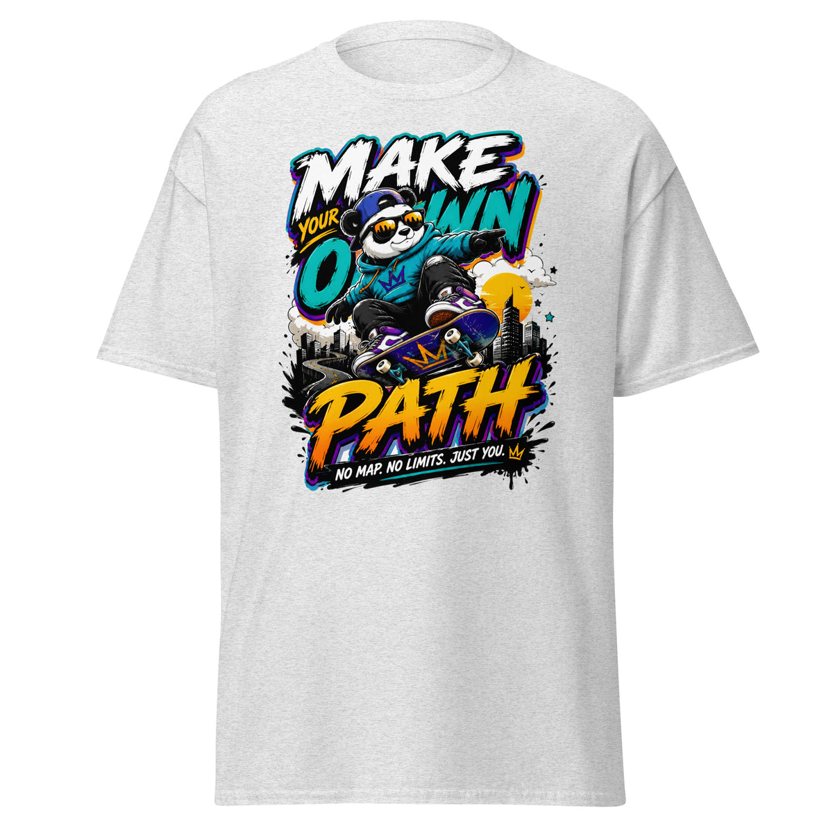 Unisex classic tee - Elite Skater Panda Make Your Own Path - Premium Urban Streetwear Graphic Design by printfluence.net
