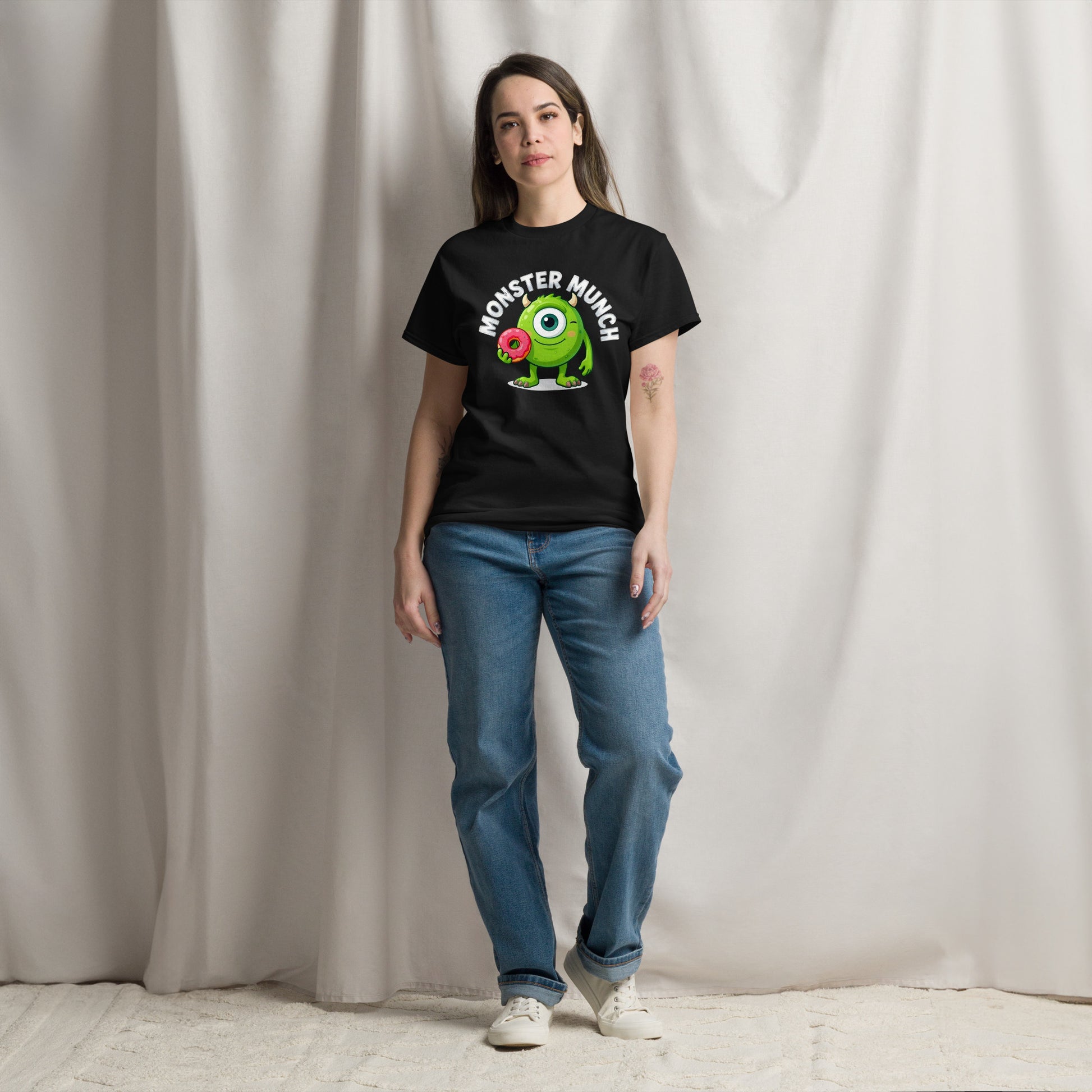 Unisex classic tee - Monster Munch T-Shirt – Funny One-Eyed Donut Monster Design by printfluence.net