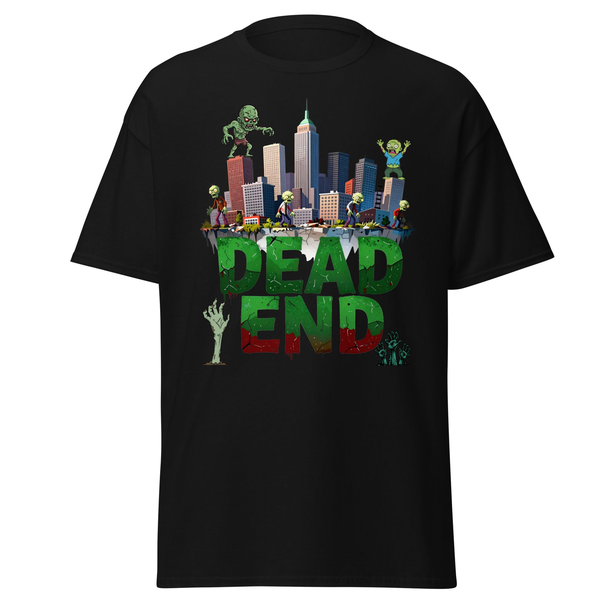 Unisex classic tee - Dead End Zombie City Unisex Tee – Apocalypse Edge for Elite Survivors by printfluence.net