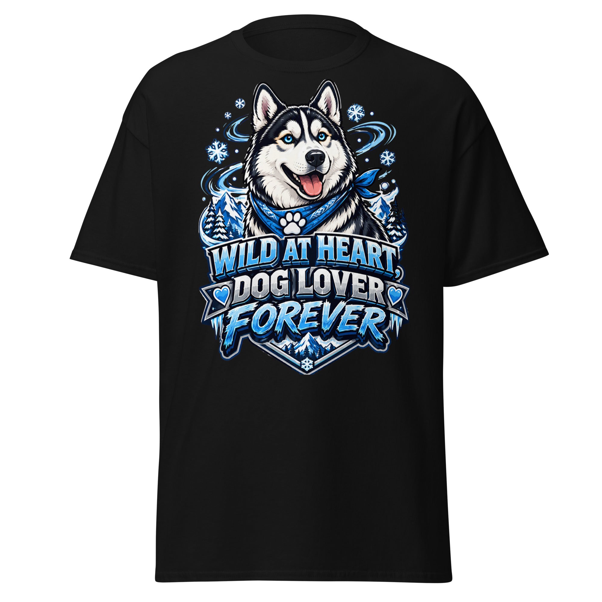 Wild at Heart Dog Lover Forever Siberian Husky Unisex Classic Tee - Cool Blue Ice Graphic T-Shirt by printfluence.net