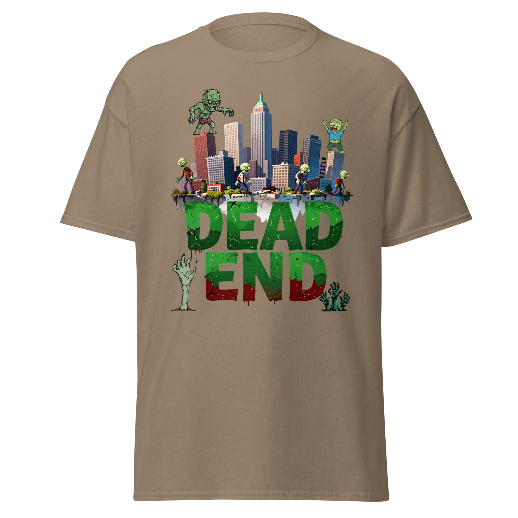 Unisex classic tee - Dead End Zombie City Unisex Tee – Apocalypse Edge for Elite Survivors by printfluence.net