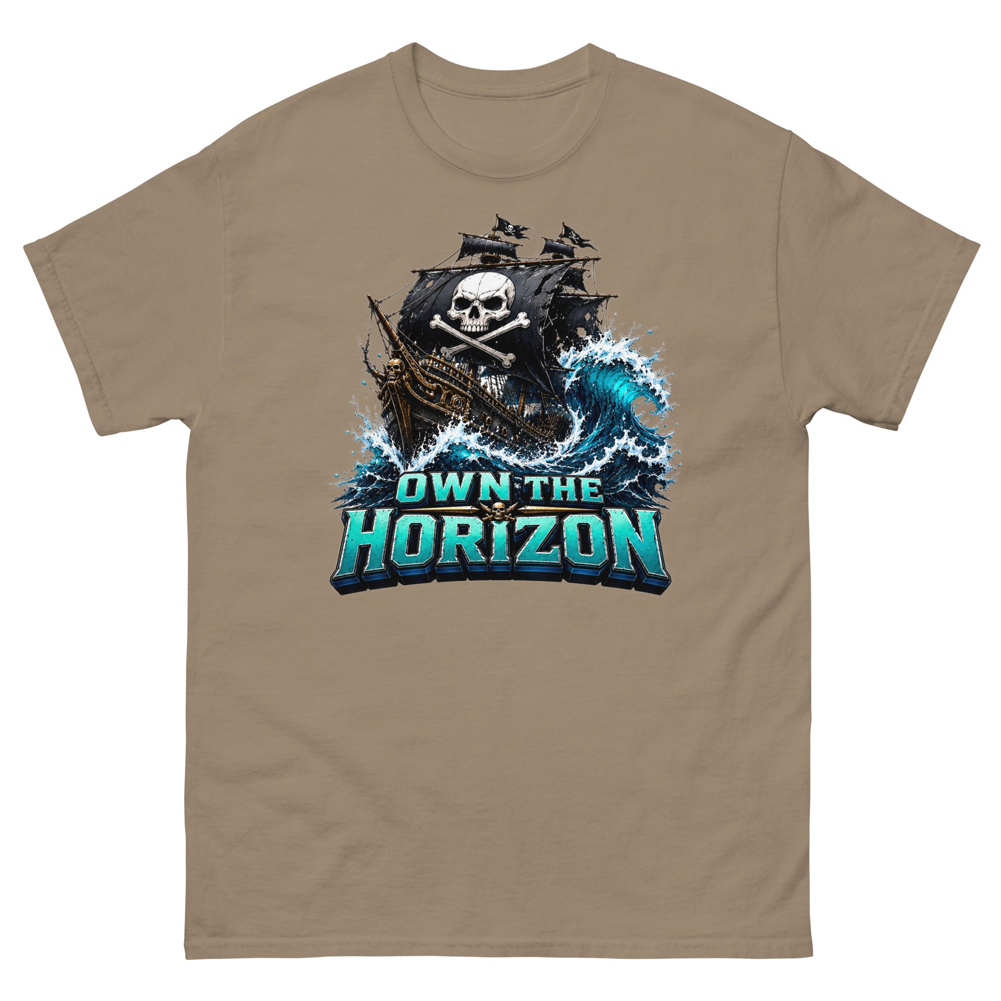 Unisex classic tee - Own The Horizon - Epic Pirate Ship Skull by printfluence.net
