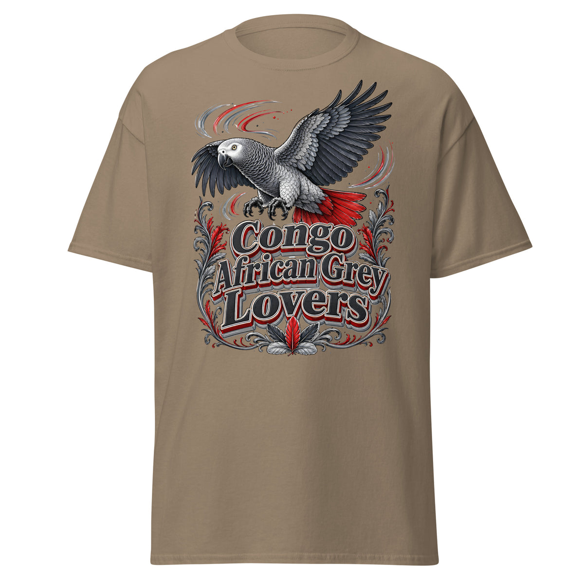 Classic Congo African Grey Lovers T-Shirt – Majestic Flying Parrot Art by printfluence.net