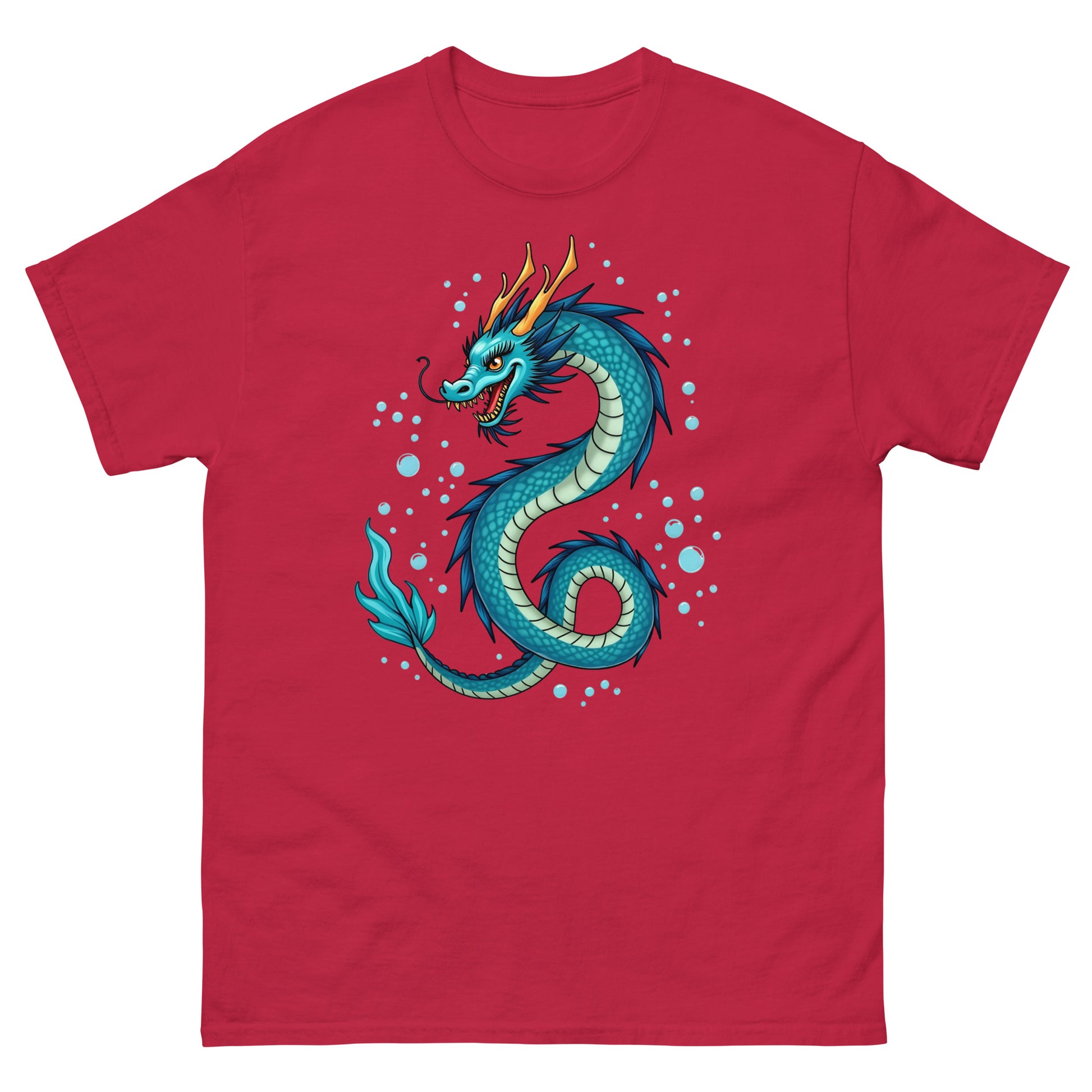 Unisex classic tee - Blue Water Dragon T‑Shirt – Epic Fantasy Creature Tee with Dynamic Splash Art by printfluence.net