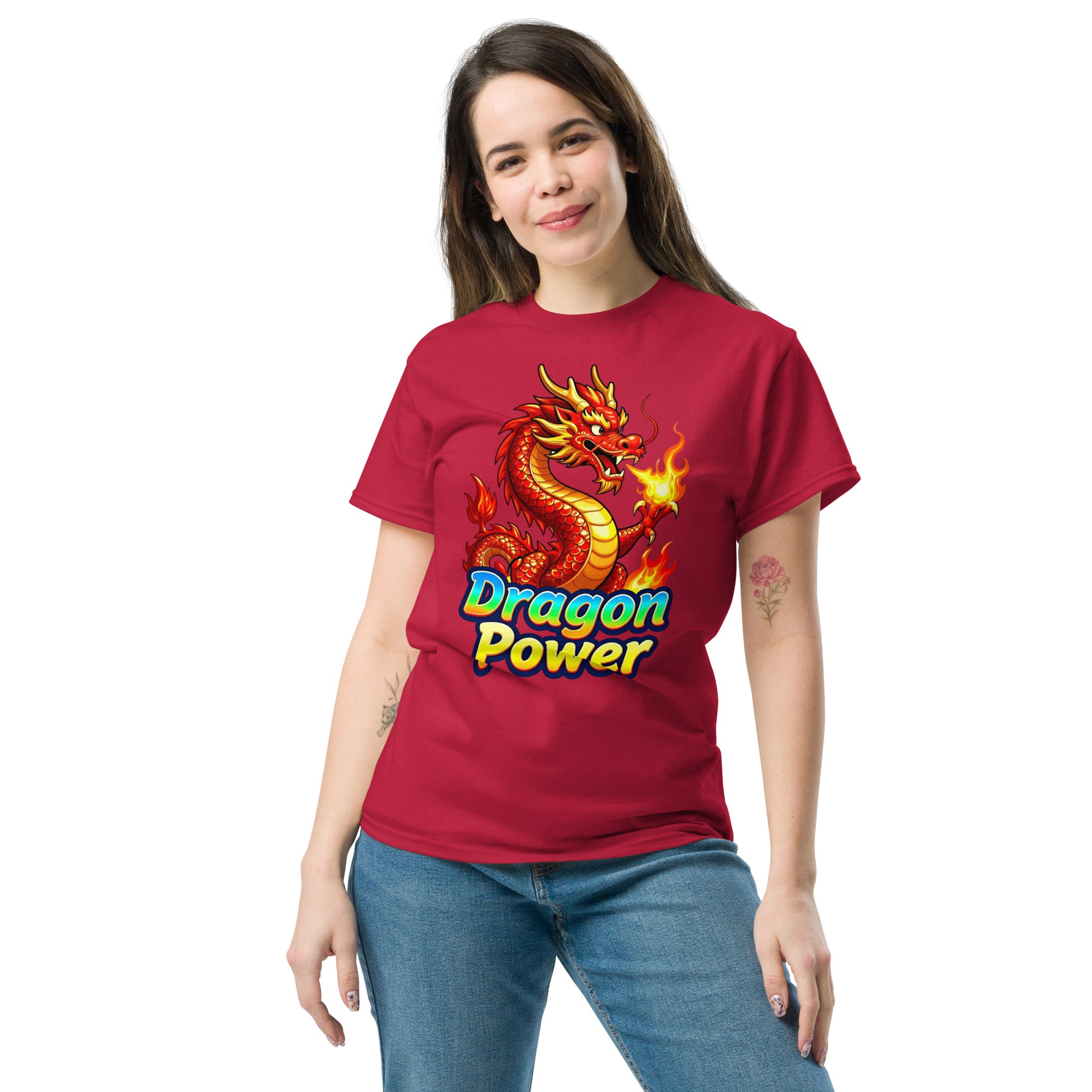 Unisex classic tee - Dragon Power Elite T-Shirt – Unleash Success Fire by printfluence.net
