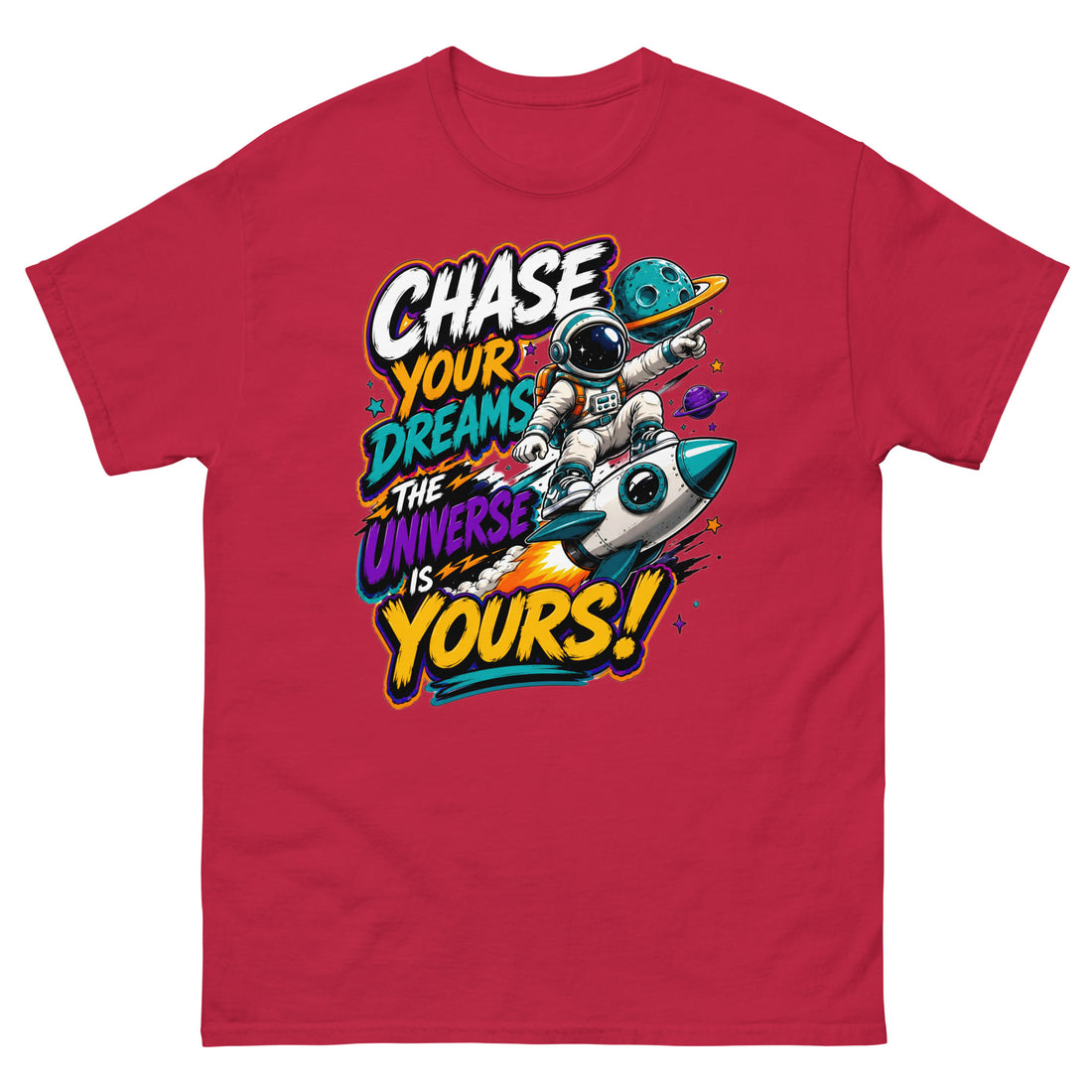 Unisex classic tee - Cosmic Rocket Astronaut Chase Dreams - Premium Galaxy Universe Design by printfluence.net