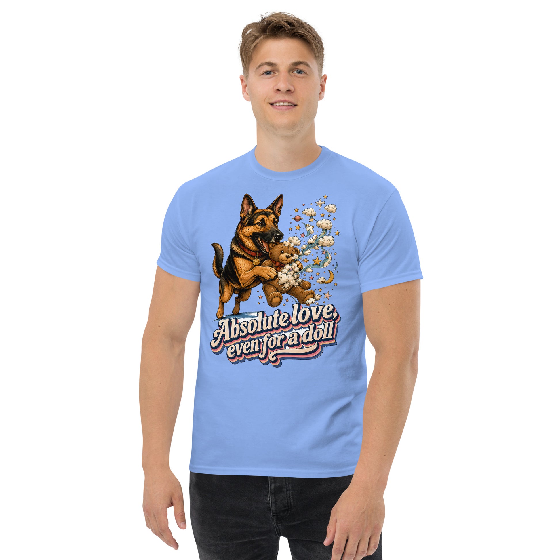 German Shepherd Lovers Unisex Classic Tee Absolute Love – Playful Canine Whimsical Art Shirt by printfluence.net