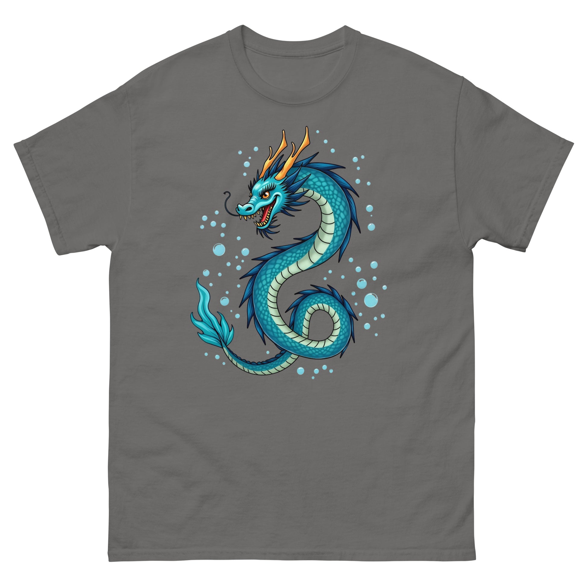 Unisex classic tee - Blue Water Dragon T‑Shirt – Epic Fantasy Creature Tee with Dynamic Splash Art by printfluence.net