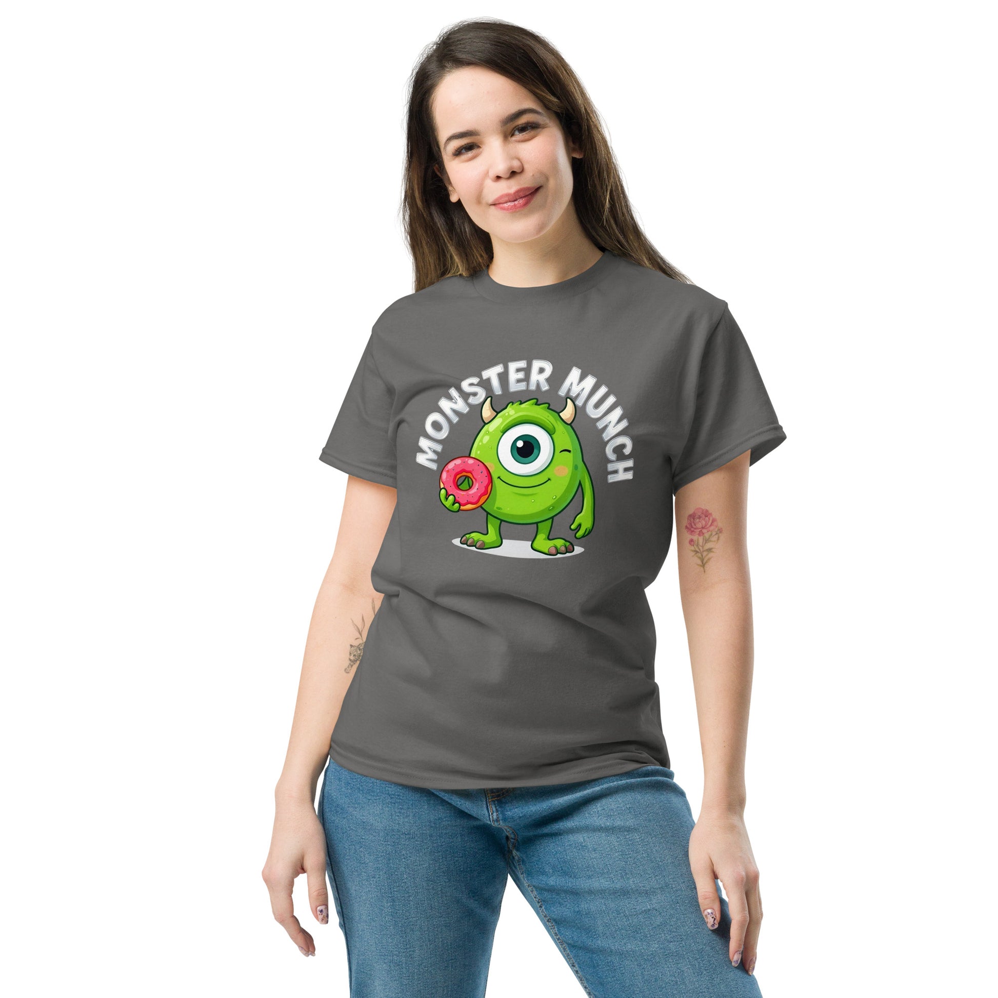 Unisex classic tee - Monster Munch T-Shirt – Funny One-Eyed Donut Monster Design by printfluence.net
