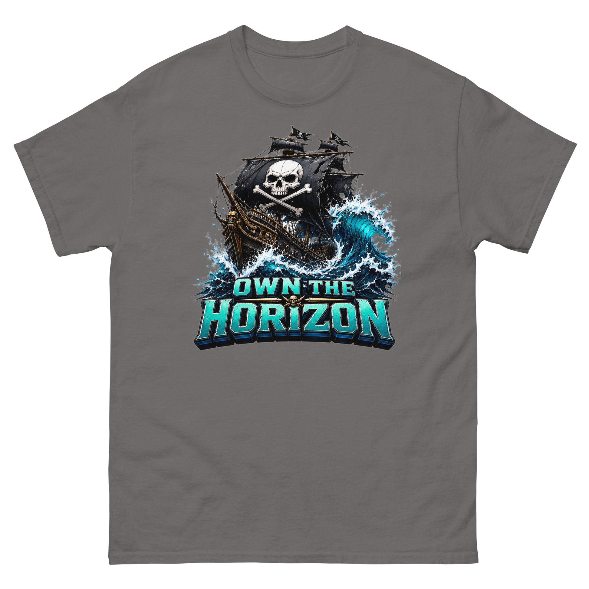 Unisex classic tee - Own The Horizon - Epic Pirate Ship Skull by printfluence.net