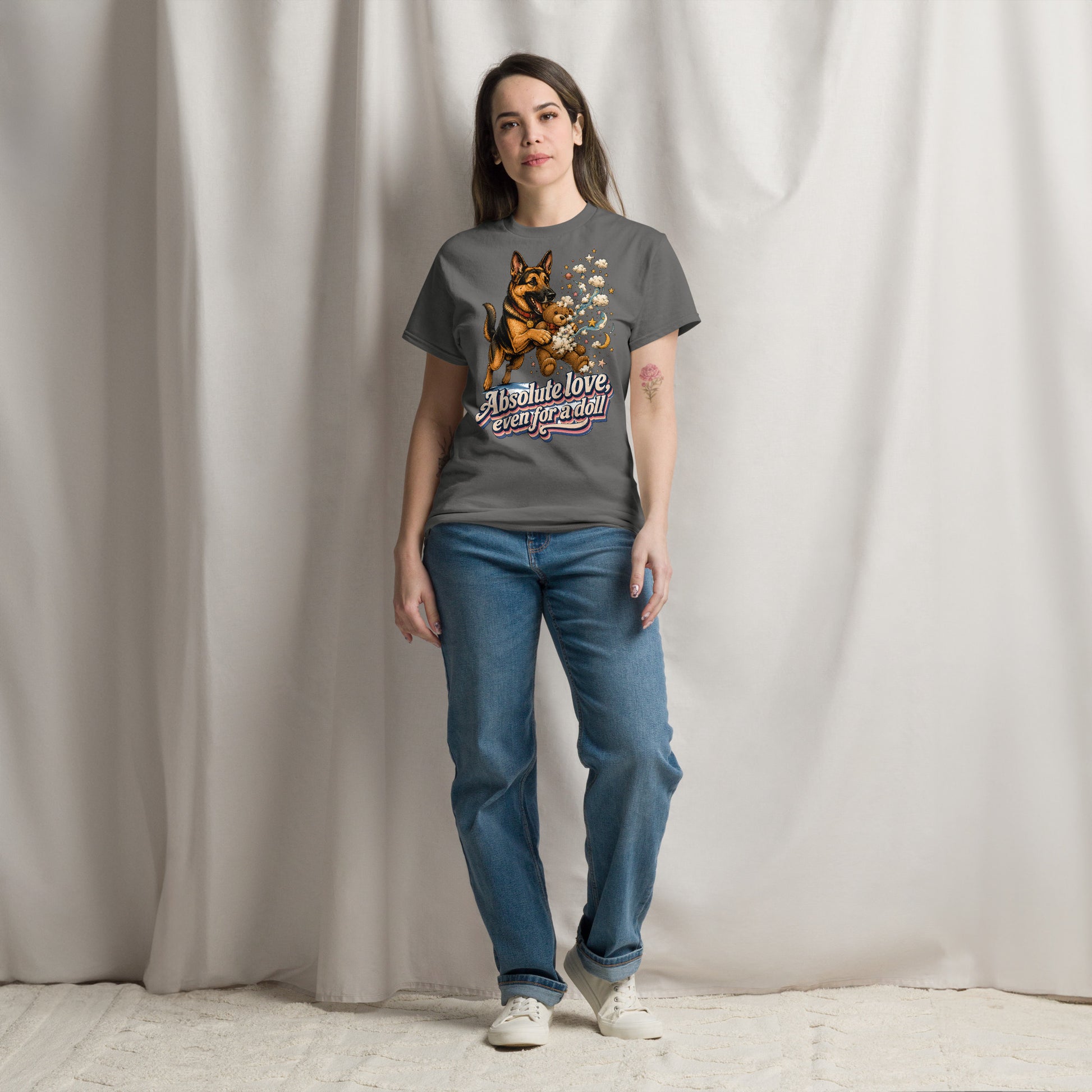 German Shepherd Lovers Unisex Classic Tee Absolute Love – Playful Canine Whimsical Art Shirt by printfluence.net