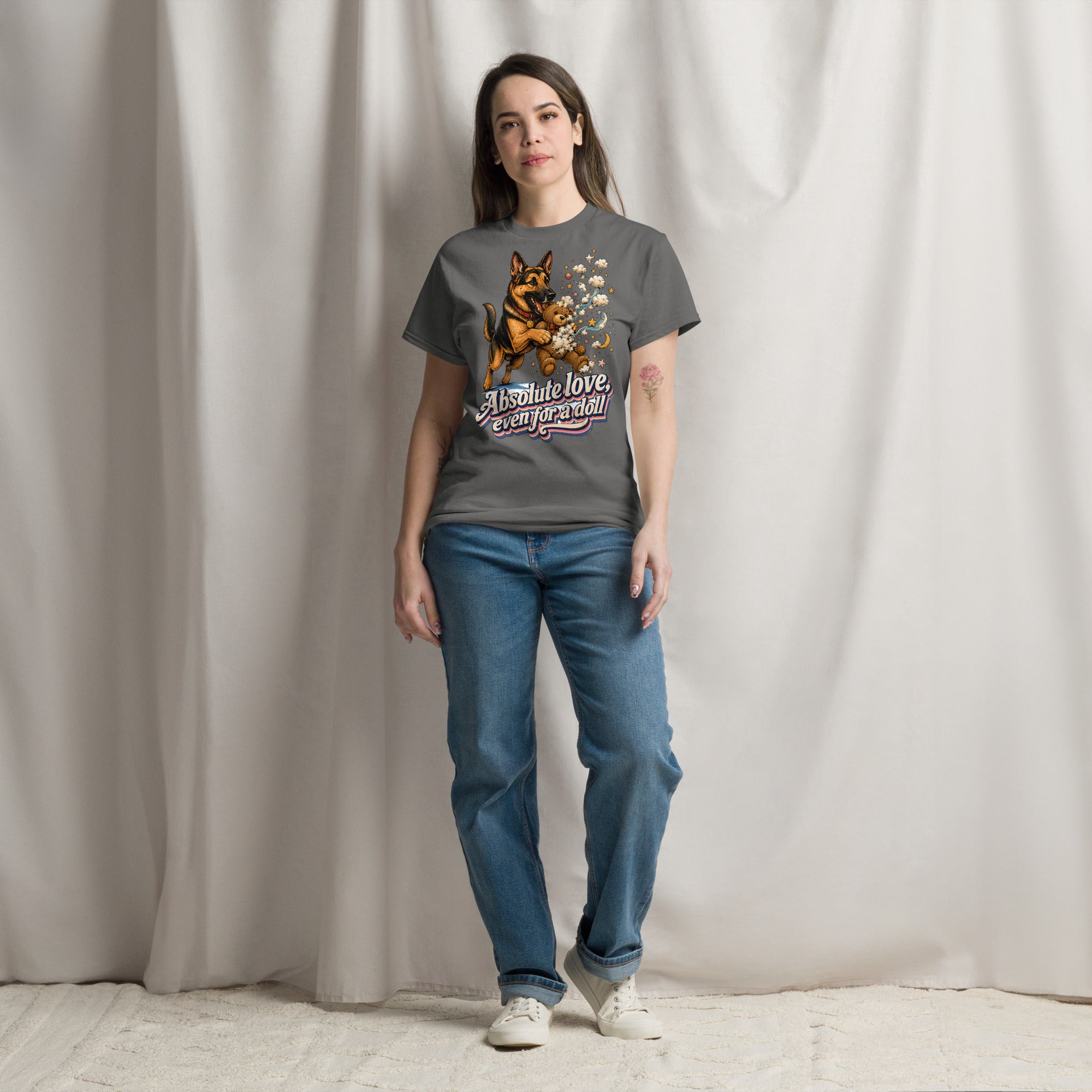 German Shepherd Lovers Unisex Classic Tee Absolute Love – Playful Canine Whimsical Art Shirt by printfluence.net