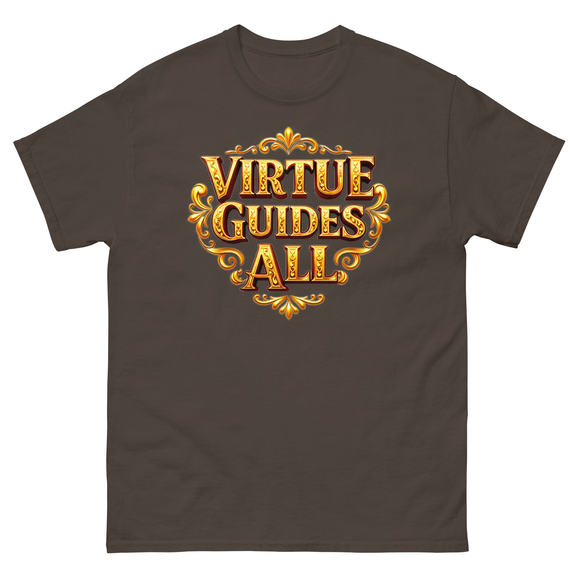 Unisex classic tee - Virtue Guides All Unisex Classic Tee – Minimal Gold Quote Shirt by printfluence.net