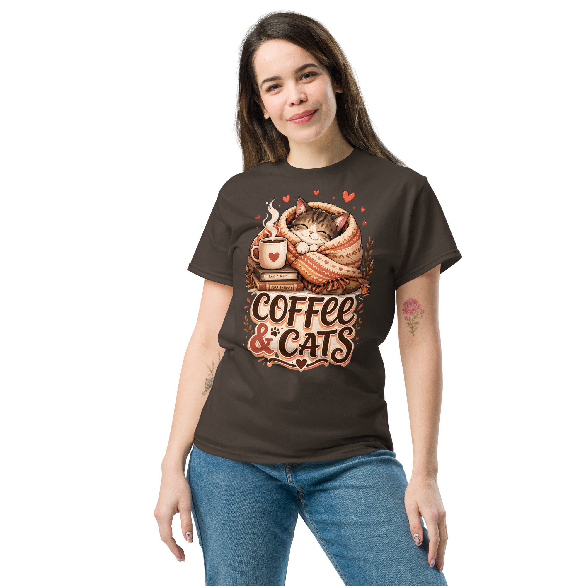 Unisex classic tee - Elite Coffee and Cats Cozy - Premium Luxury Retro Vintage Feline Design by printfluence.net