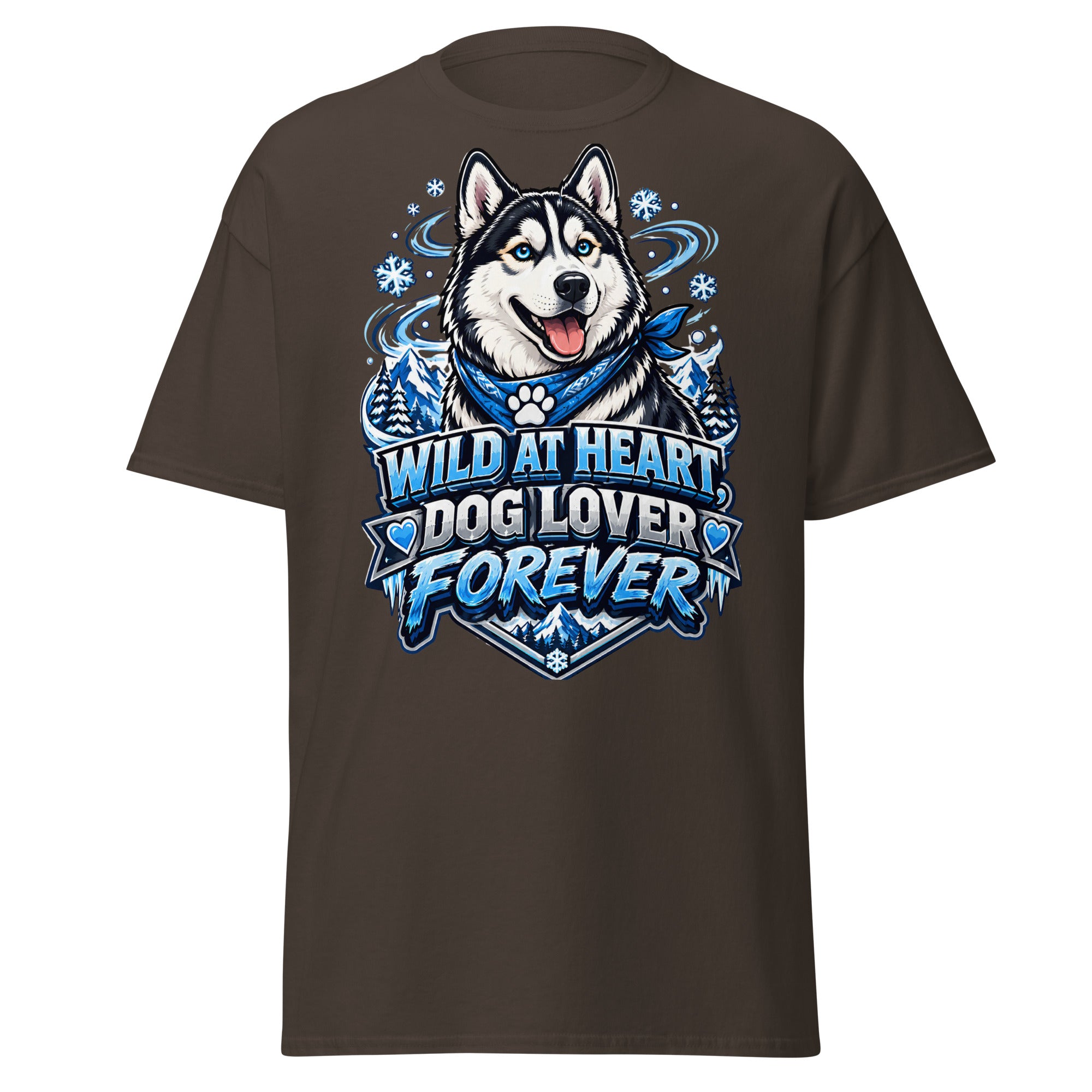 Wild at Heart Dog Lover Forever Siberian Husky Unisex Classic Tee - Cool Blue Ice Graphic T-Shirt by printfluence.net