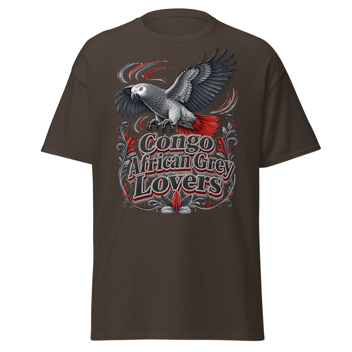 Classic Congo African Grey Lovers T-Shirt – Majestic Flying Parrot Art by printfluence.net