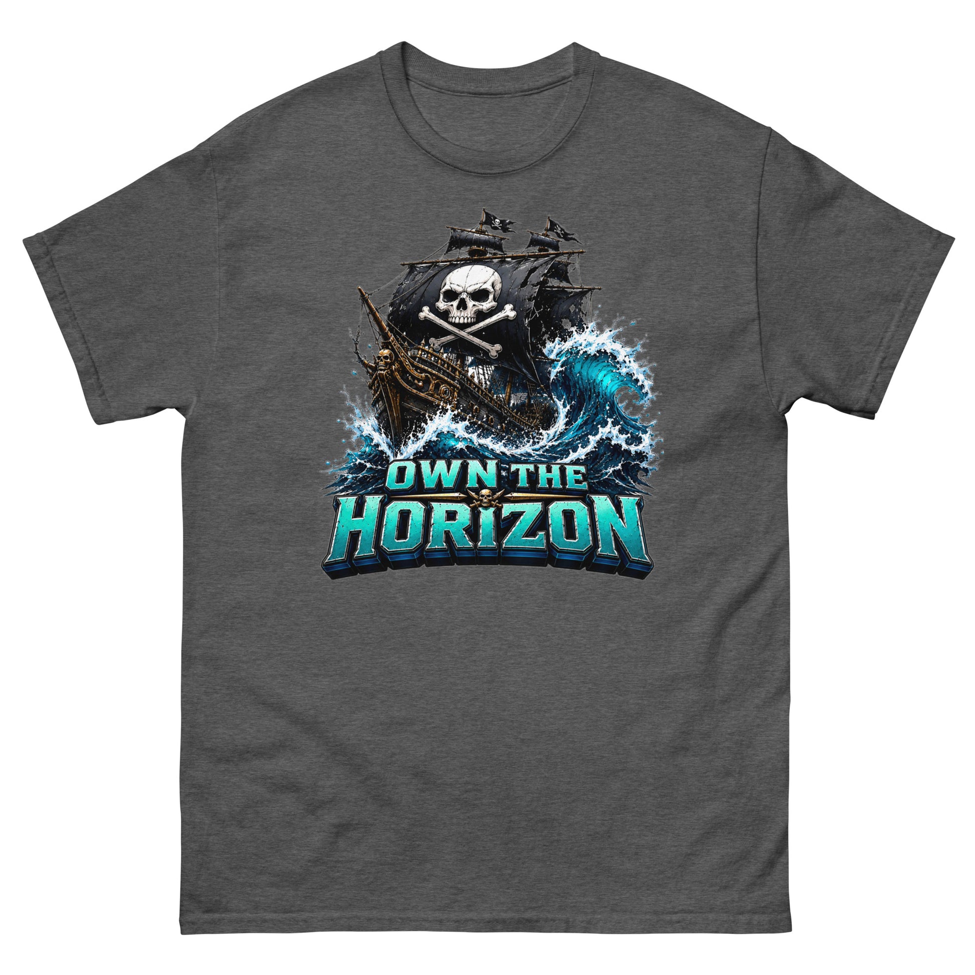 Unisex classic tee - Own The Horizon - Epic Pirate Ship Skull by printfluence.net