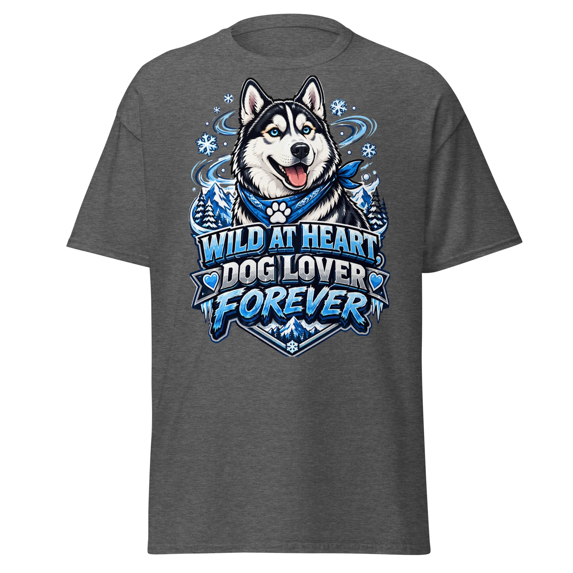 Wild at Heart Dog Lover Forever Siberian Husky Unisex Classic Tee - Cool Blue Ice Graphic T-Shirt by printfluence.net