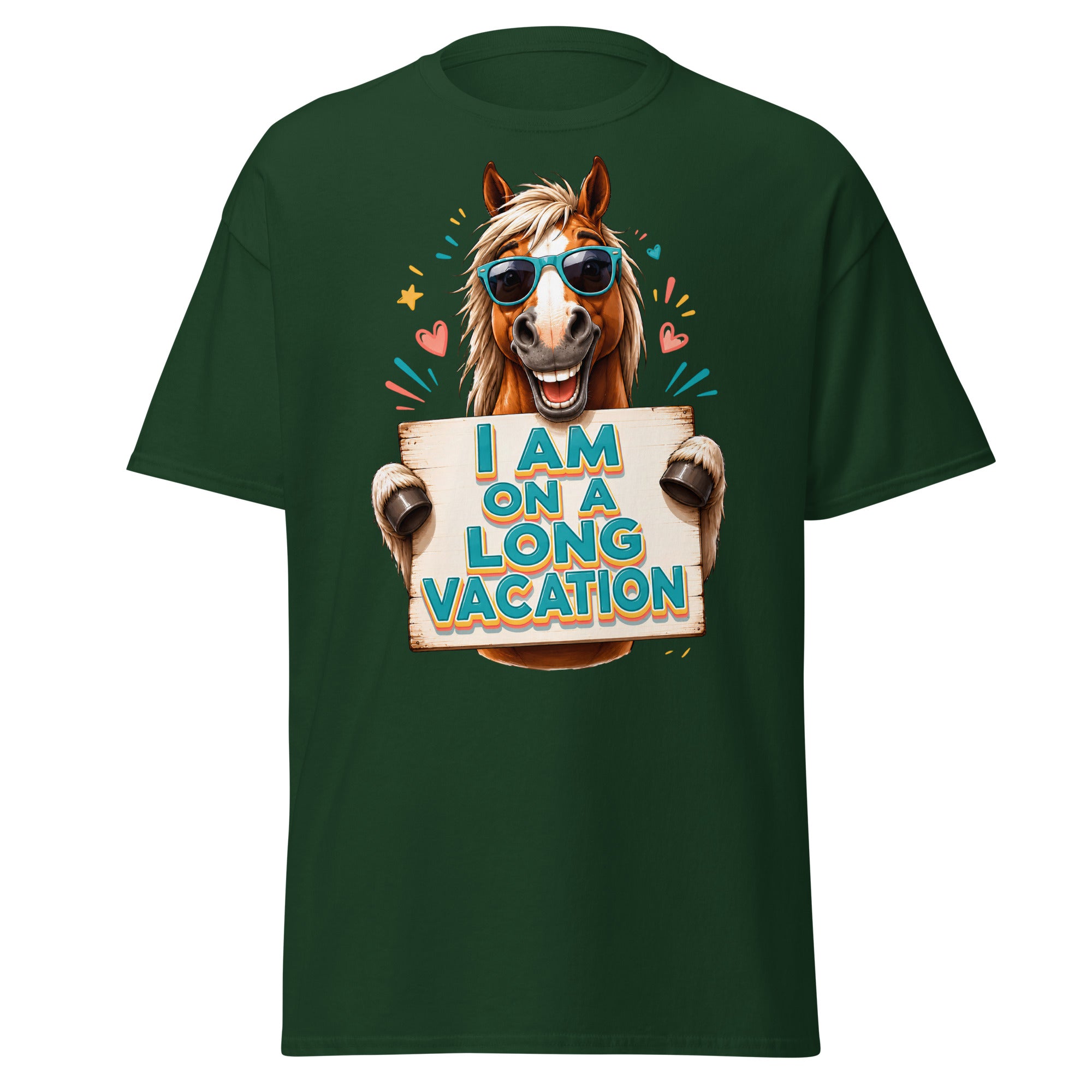Long Vacation Horse Lovers Tee – Funny Equestrian Classic T-Shirt by printfluence.net