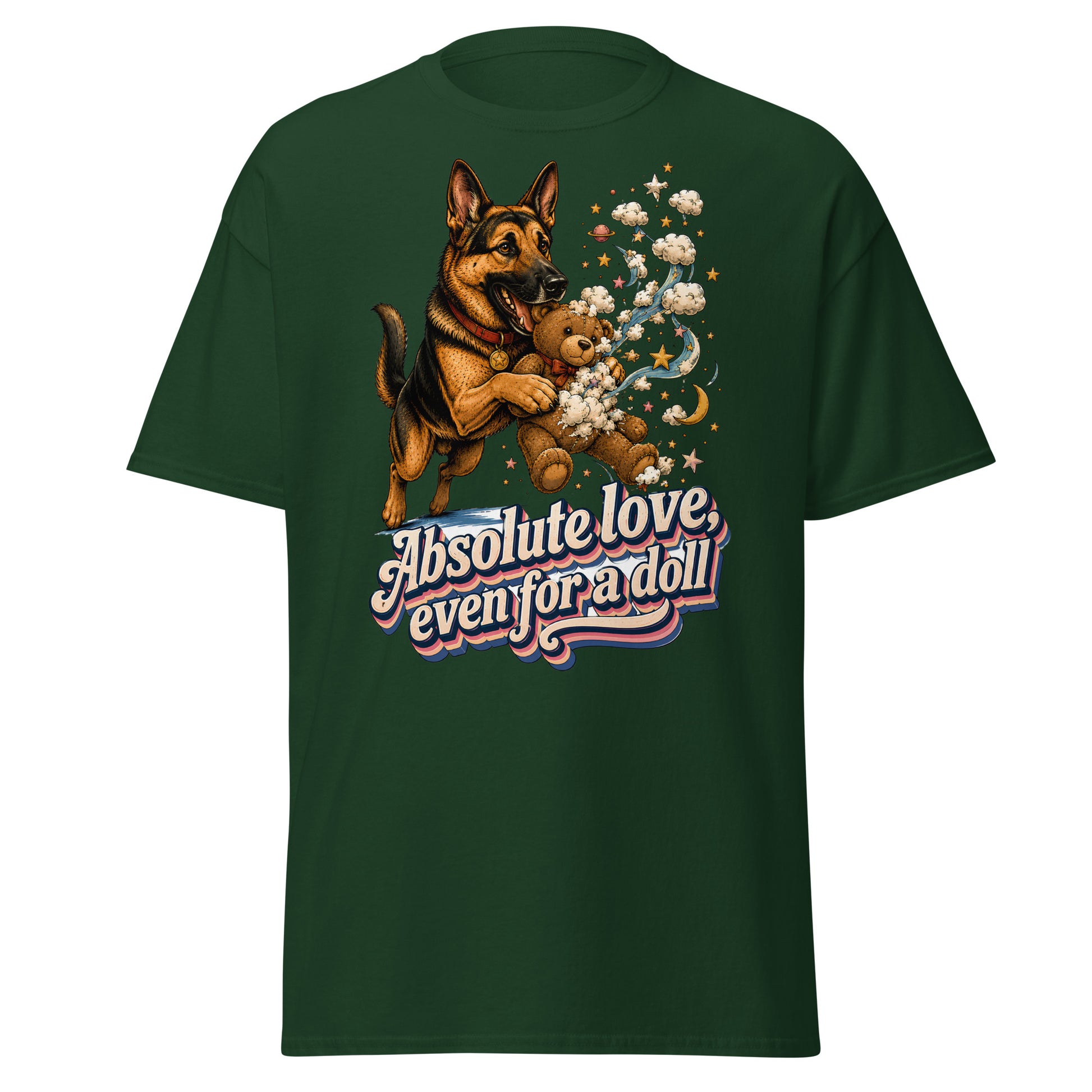 German Shepherd Lovers Unisex Classic Tee Absolute Love – Playful Canine Whimsical Art Shirt by printfluence.net