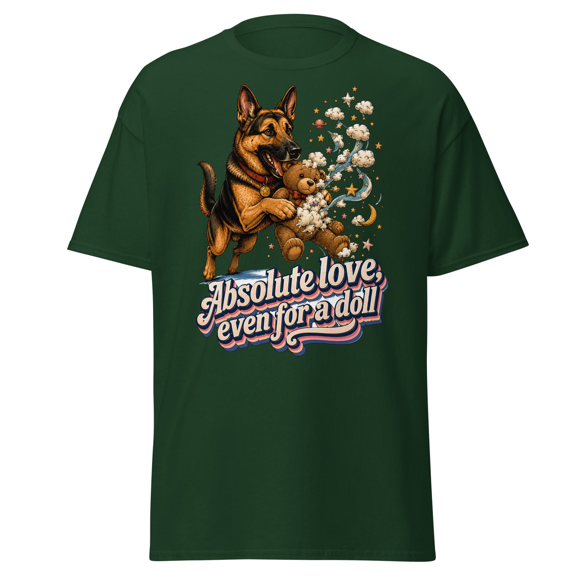 German Shepherd Lovers Unisex Classic Tee Absolute Love – Playful Canine Whimsical Art Shirt by printfluence.net
