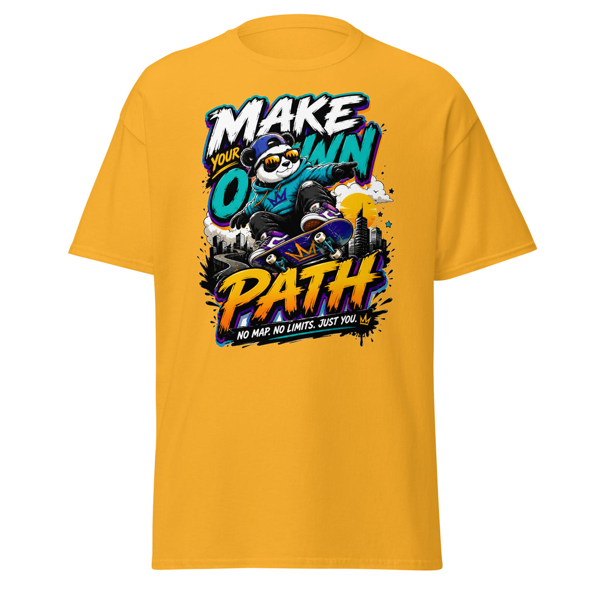Unisex classic tee - Elite Skater Panda Make Your Own Path - Premium Urban Streetwear Graphic Design by printfluence.net