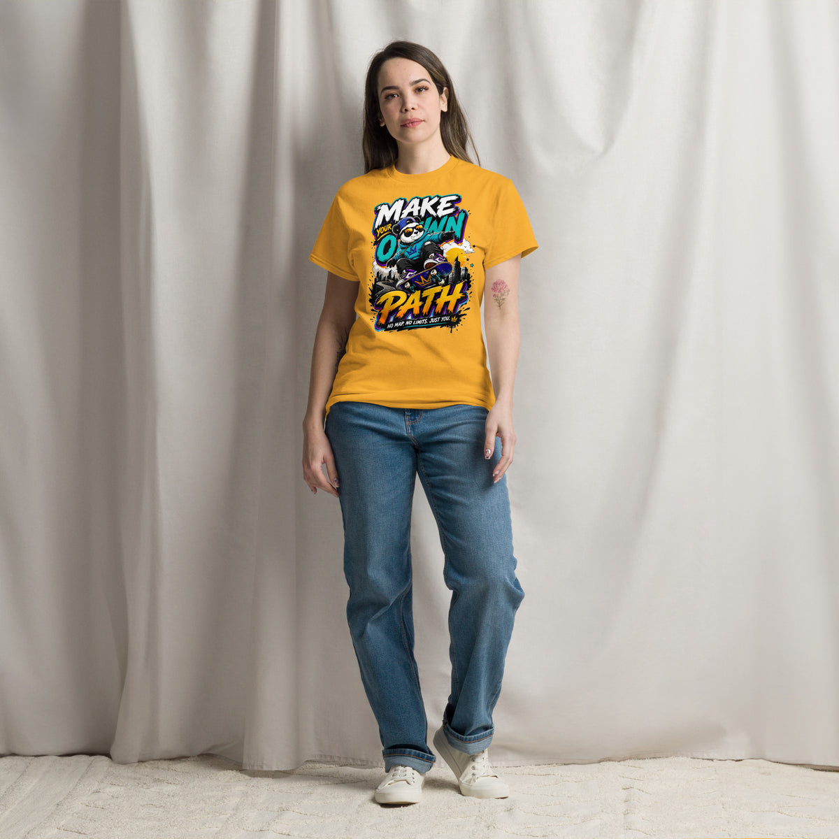 Unisex classic tee - Elite Skater Panda Make Your Own Path - Premium Urban Streetwear Graphic Design by printfluence.net