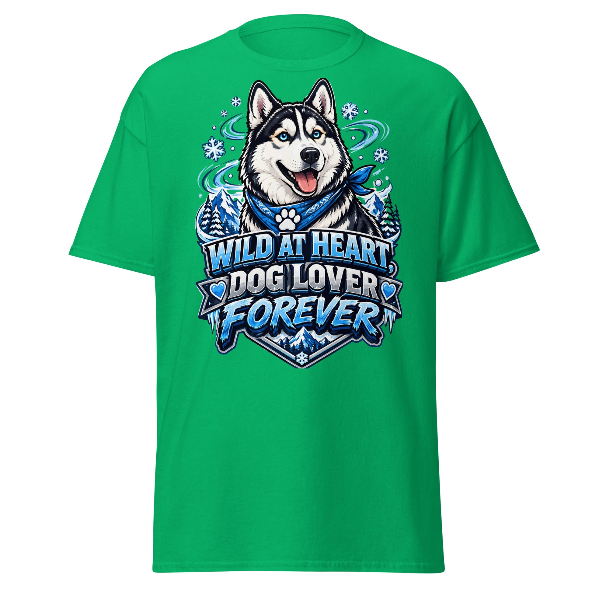 Wild at Heart Dog Lover Forever Siberian Husky Unisex Classic Tee - Cool Blue Ice Graphic T-Shirt by printfluence.net