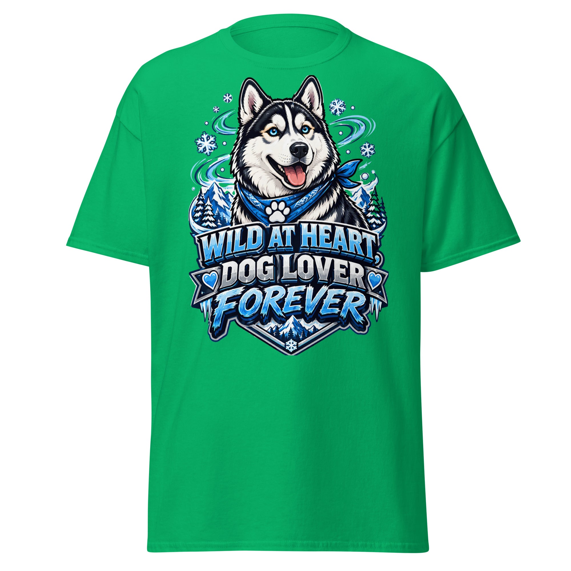 Wild at Heart Dog Lover Forever Siberian Husky Unisex Classic Tee - Cool Blue Ice Graphic T-Shirt by printfluence.net