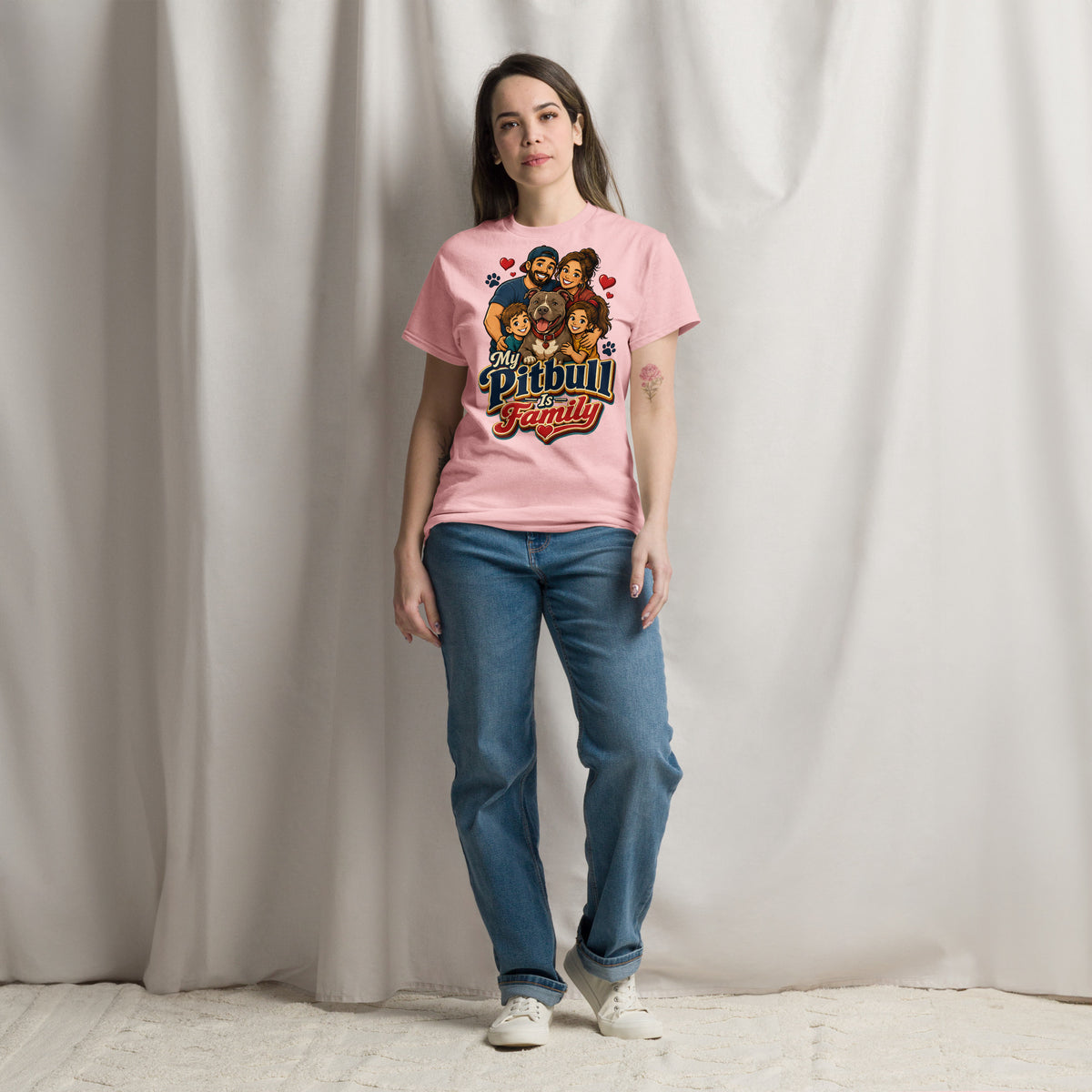 My Pitbull Is Family Pitbull Lovers Unisex Classic Tee by printfluence.net