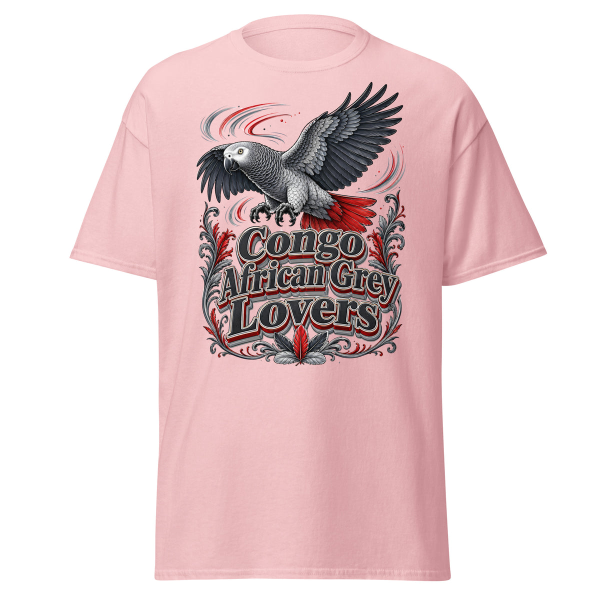 Classic Congo African Grey Lovers T-Shirt – Majestic Flying Parrot Art by printfluence.net
