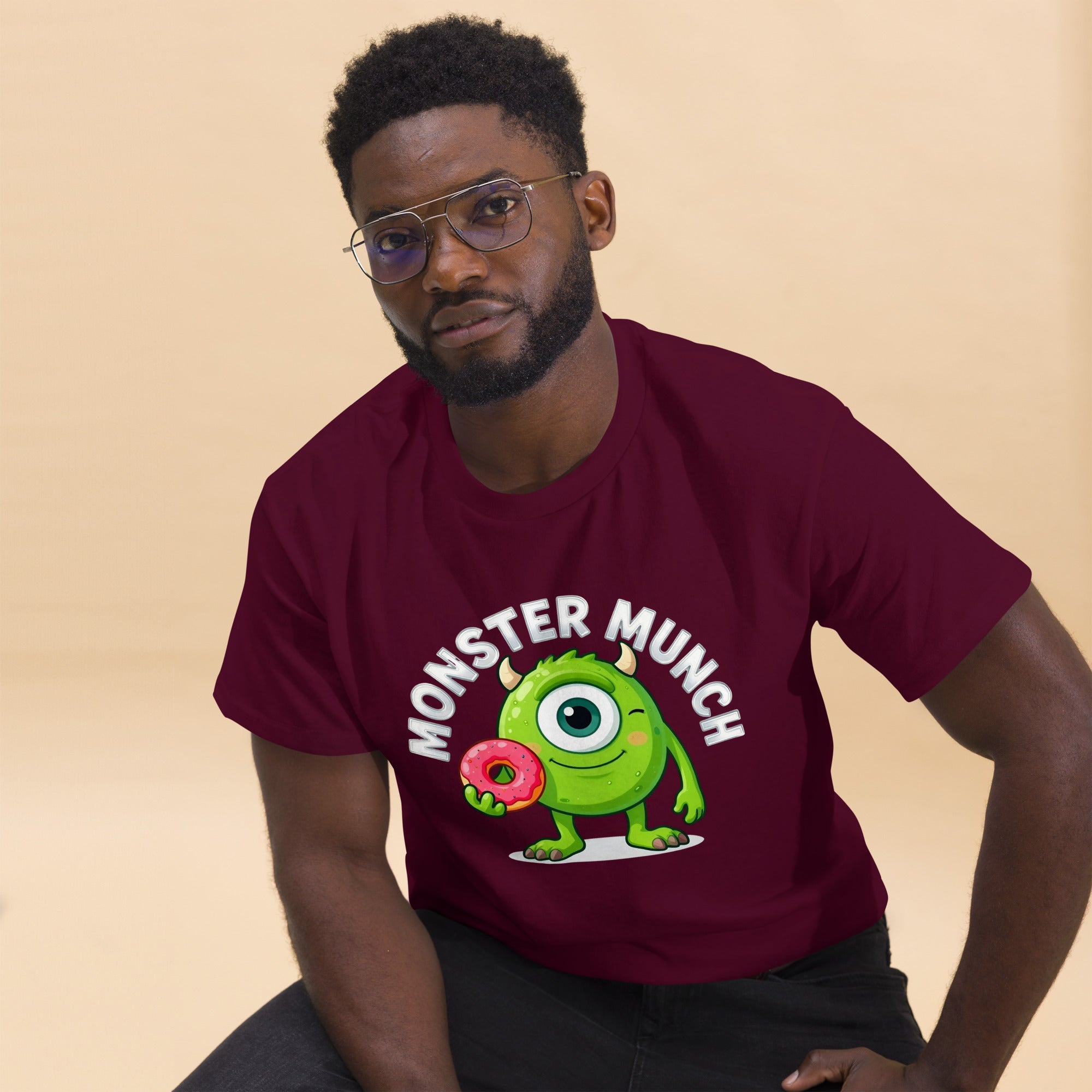Unisex classic tee - Monster Munch T-Shirt – Funny One-Eyed Donut Monster Design by printfluence.net