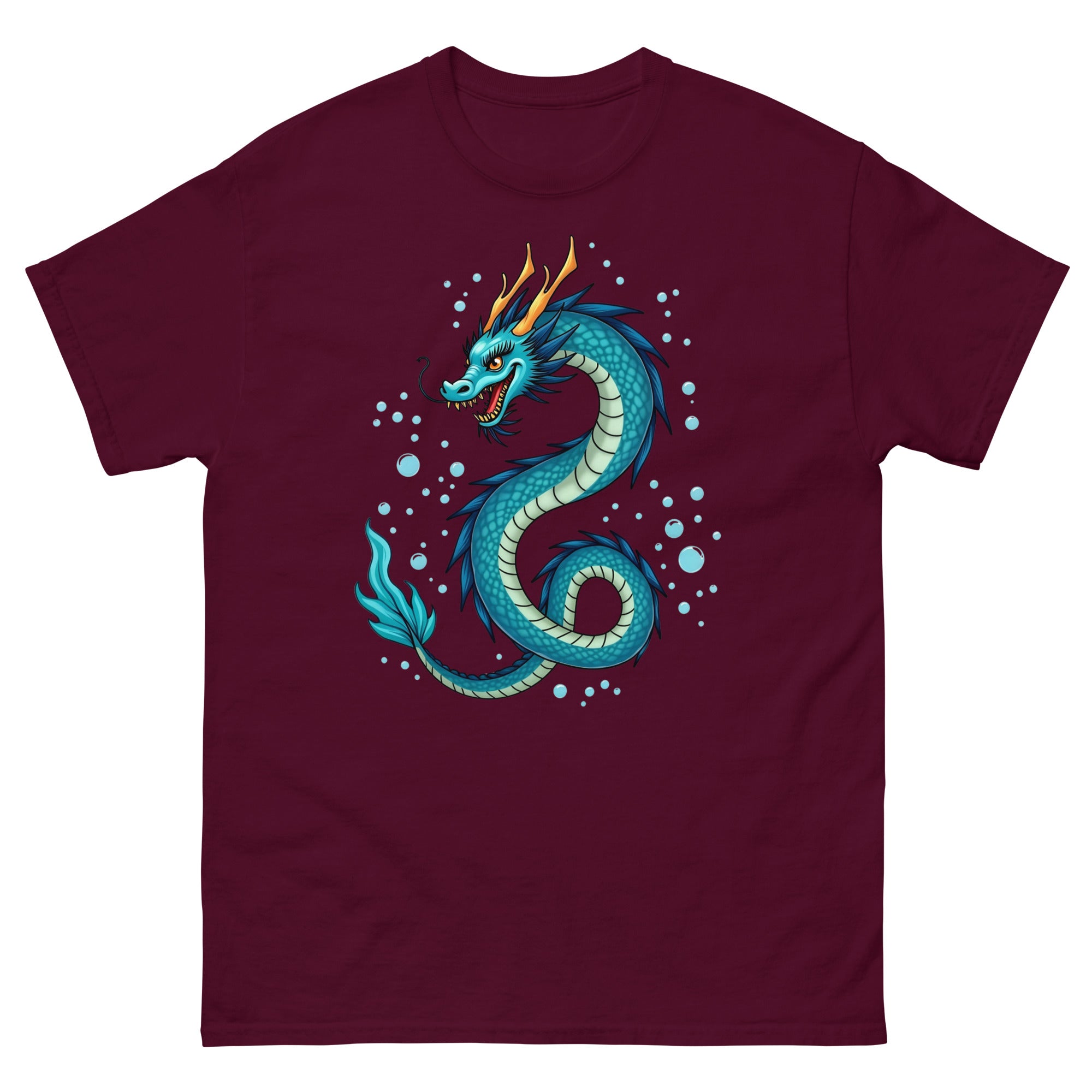 Unisex classic tee - Blue Water Dragon T‑Shirt – Epic Fantasy Creature Tee with Dynamic Splash Art by printfluence.net