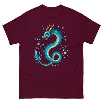 Unisex classic tee - Blue Water Dragon T‑Shirt – Epic Fantasy Creature Tee with Dynamic Splash Art by printfluence.net