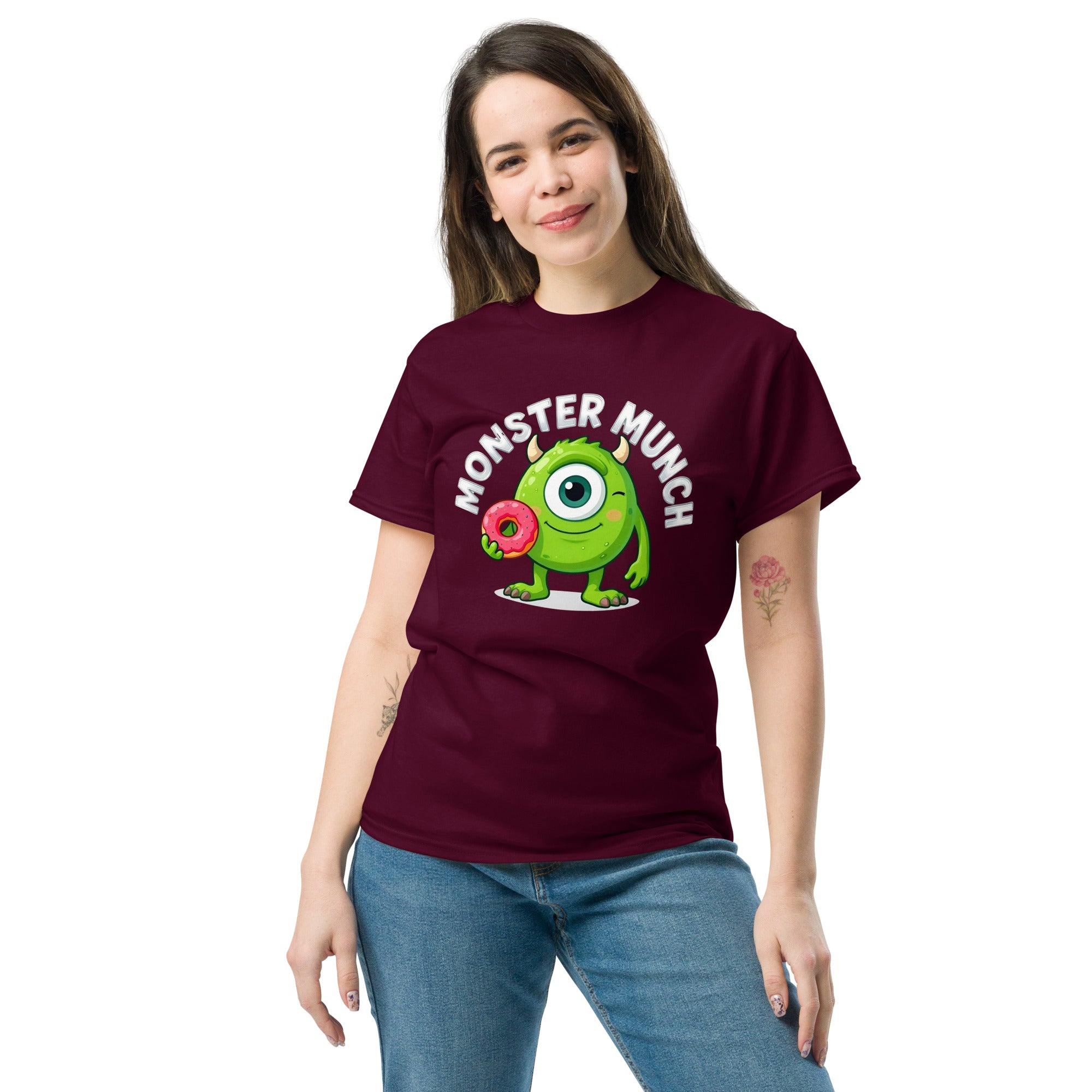 Unisex classic tee - Monster Munch T-Shirt – Funny One-Eyed Donut Monster Design by printfluence.net