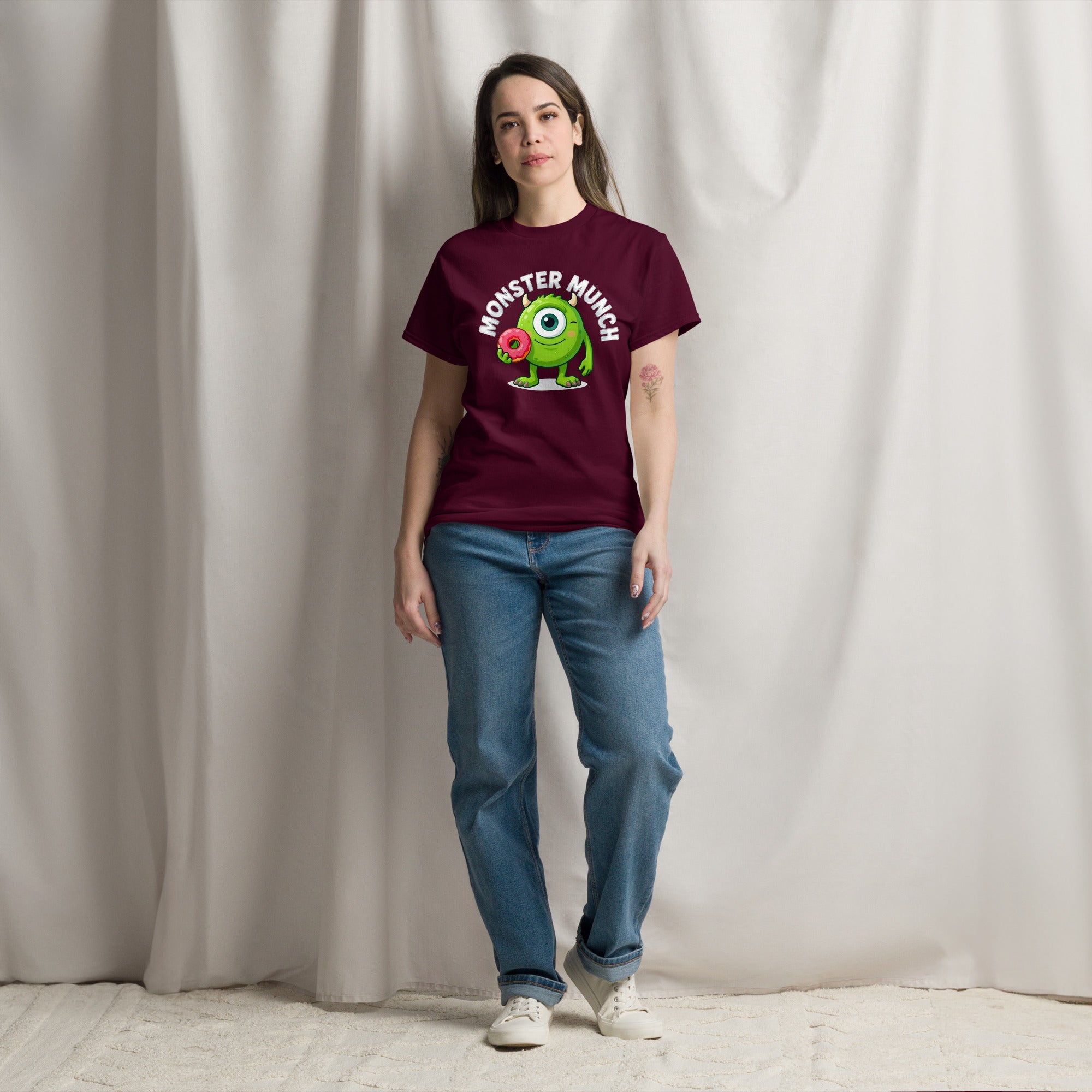 Unisex classic tee - Monster Munch T-Shirt – Funny One-Eyed Donut Monster Design by printfluence.net