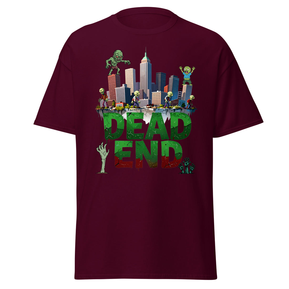 Unisex classic tee - Dead End Zombie City Unisex Tee – Apocalypse Edge for Elite Survivors by printfluence.net