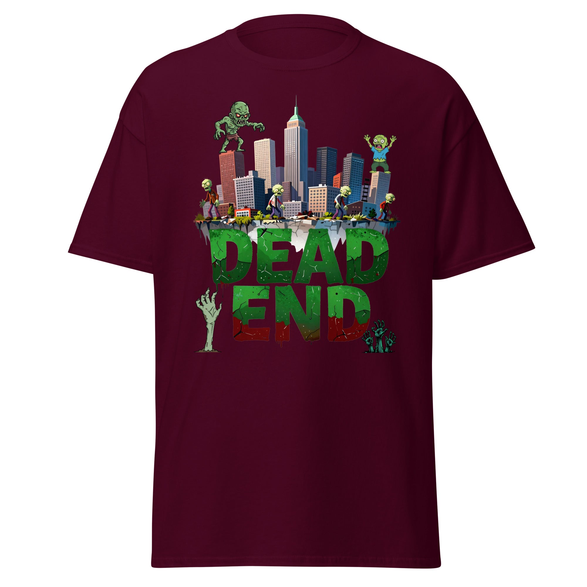 Unisex classic tee - Dead End Zombie City Unisex Tee – Apocalypse Edge for Elite Survivors by printfluence.net