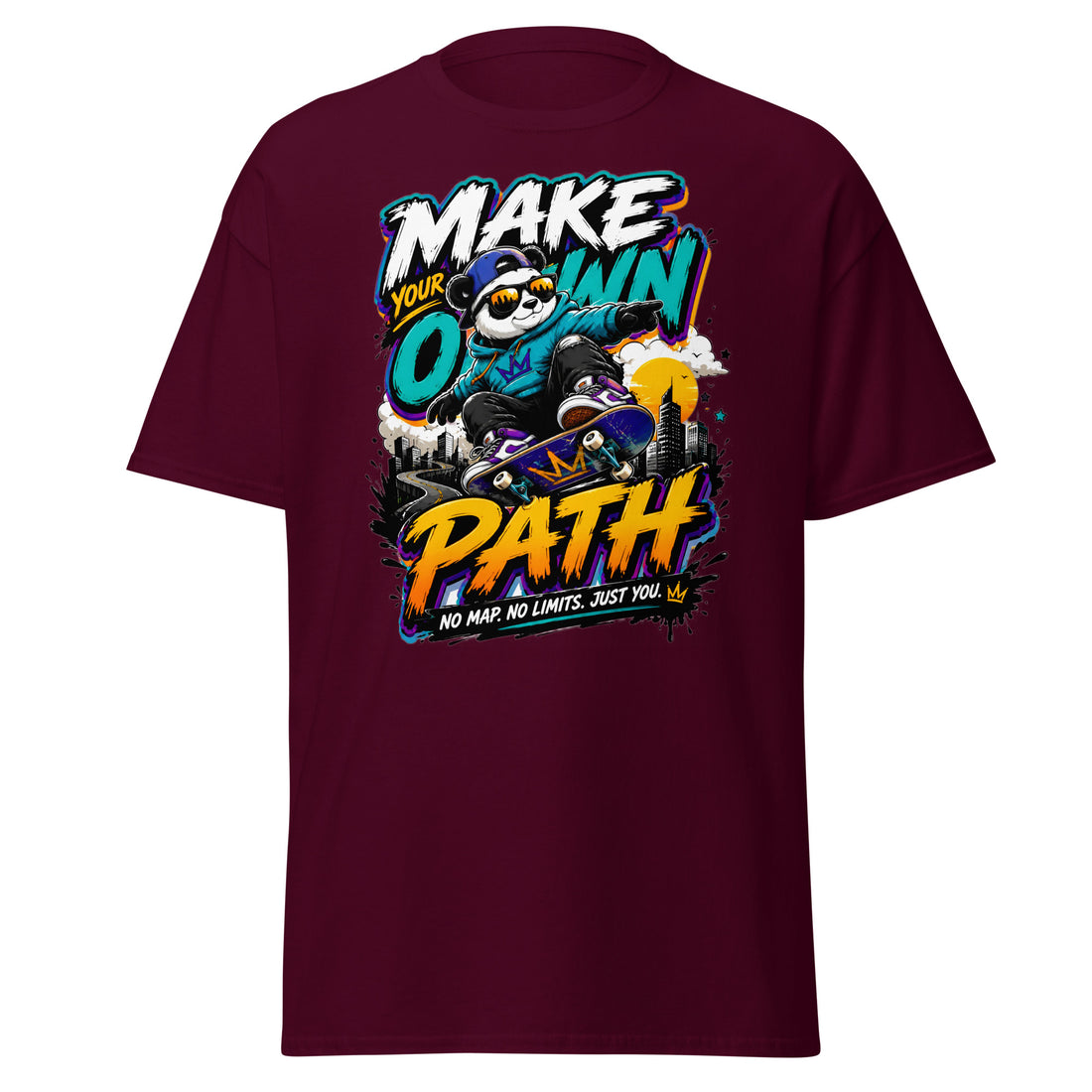 Unisex classic tee - Elite Skater Panda Make Your Own Path - Premium Urban Streetwear Graphic Design by printfluence.net