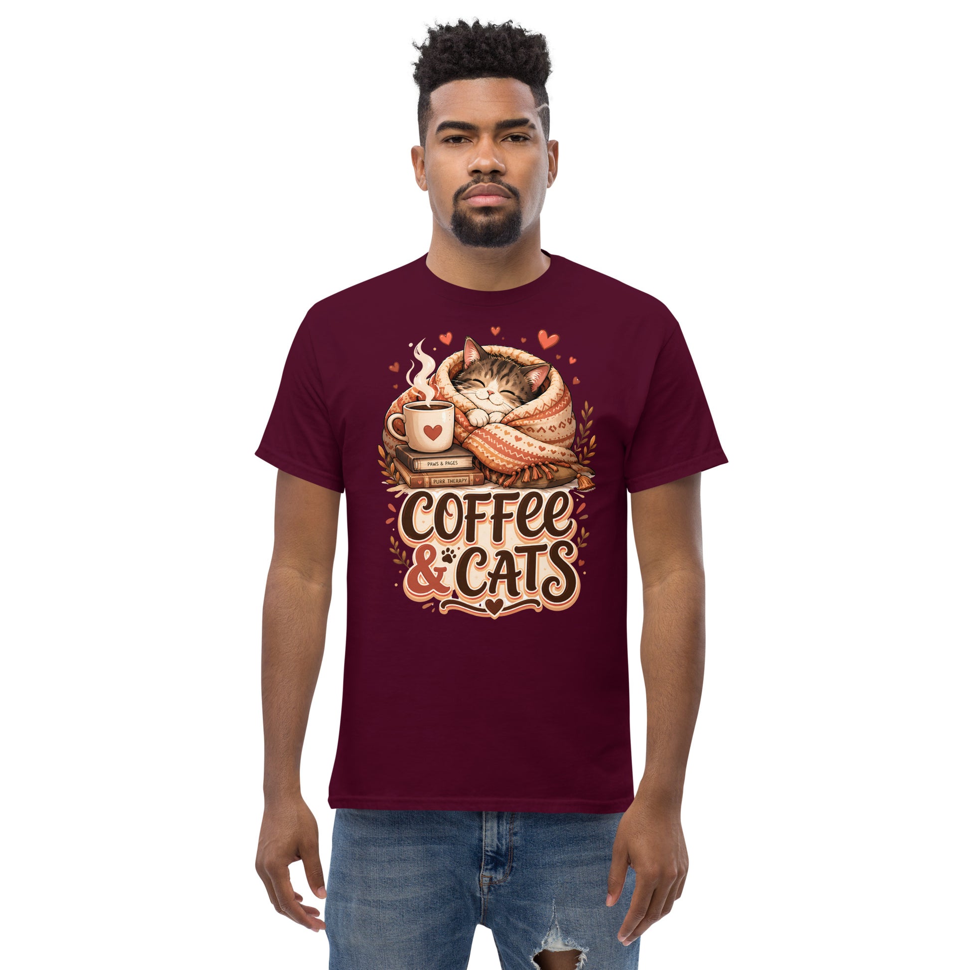 Unisex classic tee - Elite Coffee and Cats Cozy - Premium Luxury Retro Vintage Feline Design by printfluence.net