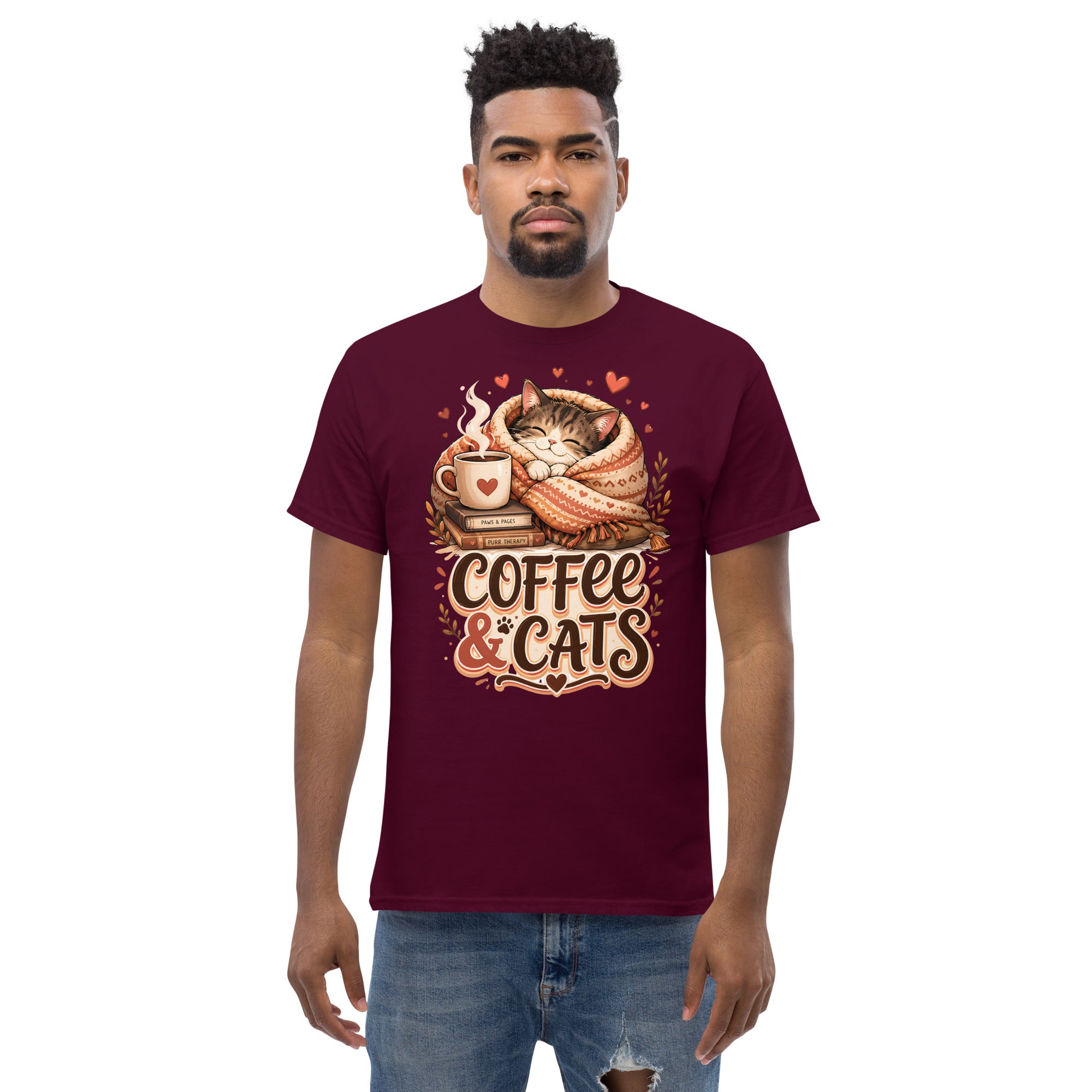 Unisex classic tee - Elite Coffee and Cats Cozy - Premium Luxury Retro Vintage Feline Design by printfluence.net