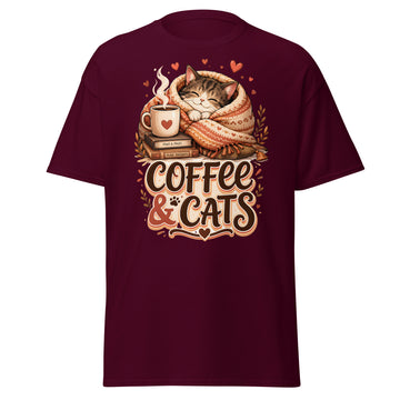 Unisex classic tee - Elite Coffee and Cats Cozy - Premium Luxury Retro Vintage Feline Design by printfluence.net