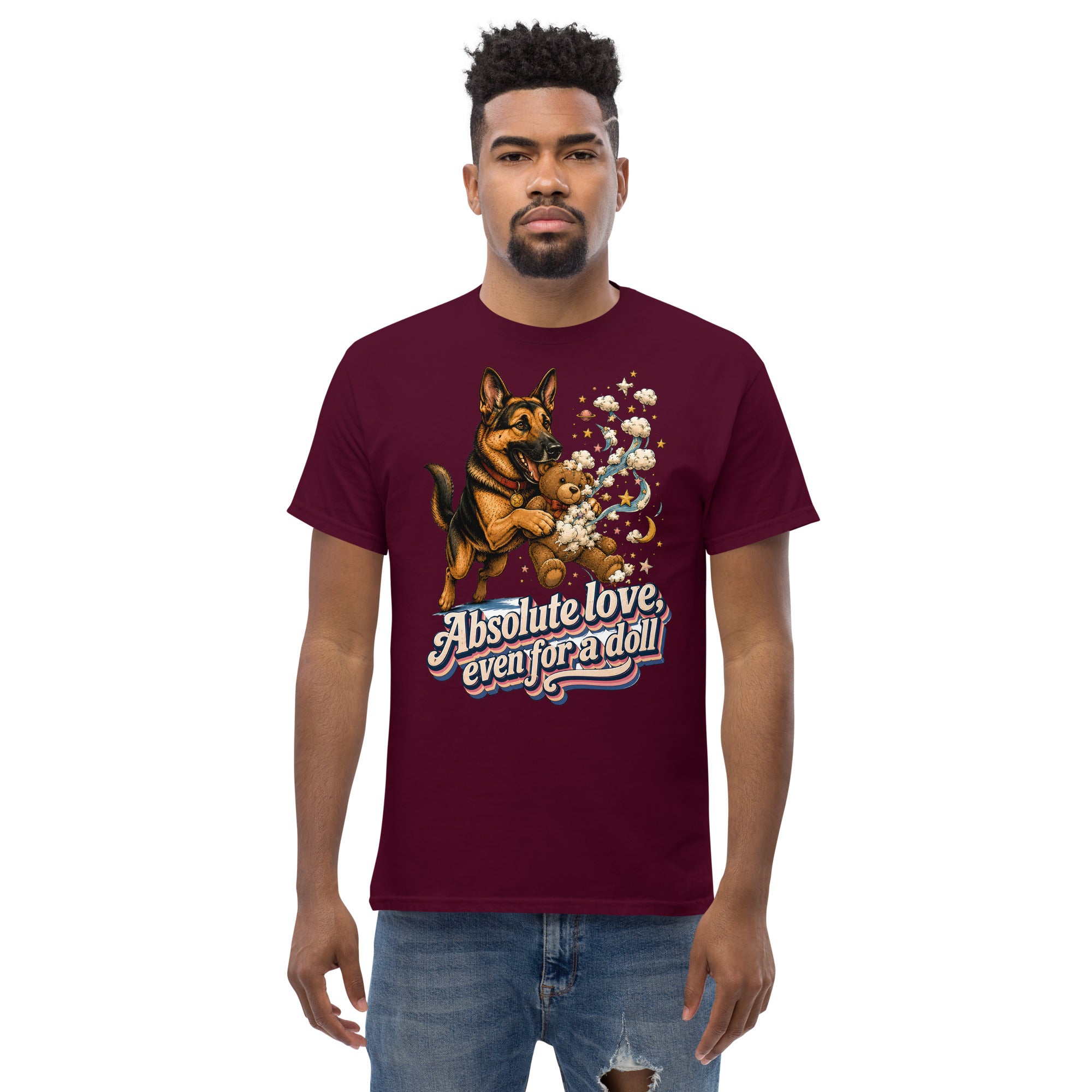 German Shepherd Lovers Unisex Classic Tee Absolute Love – Playful Canine Whimsical Art Shirt by printfluence.net