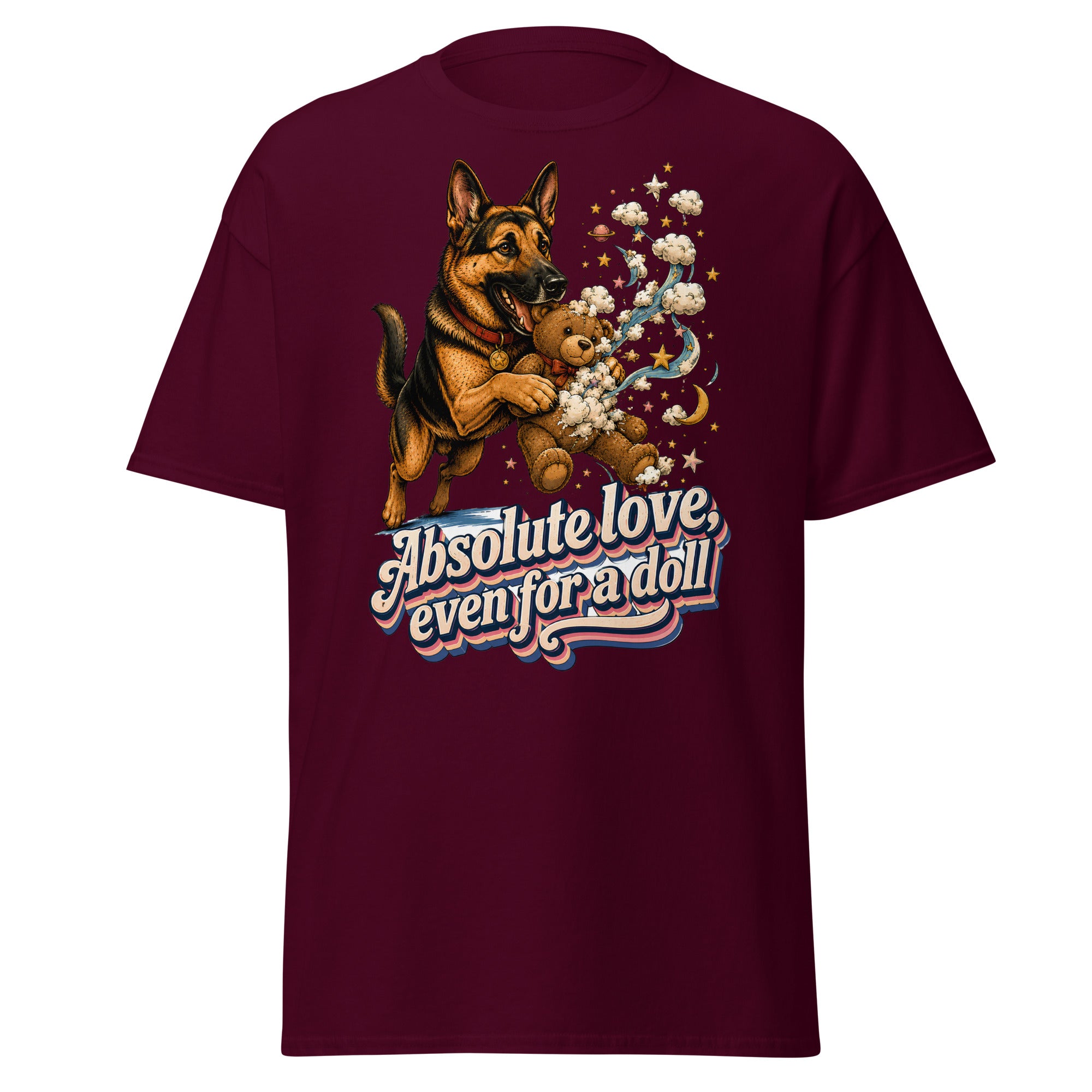 German Shepherd Lovers Unisex Classic Tee Absolute Love – Playful Canine Whimsical Art Shirt by printfluence.net