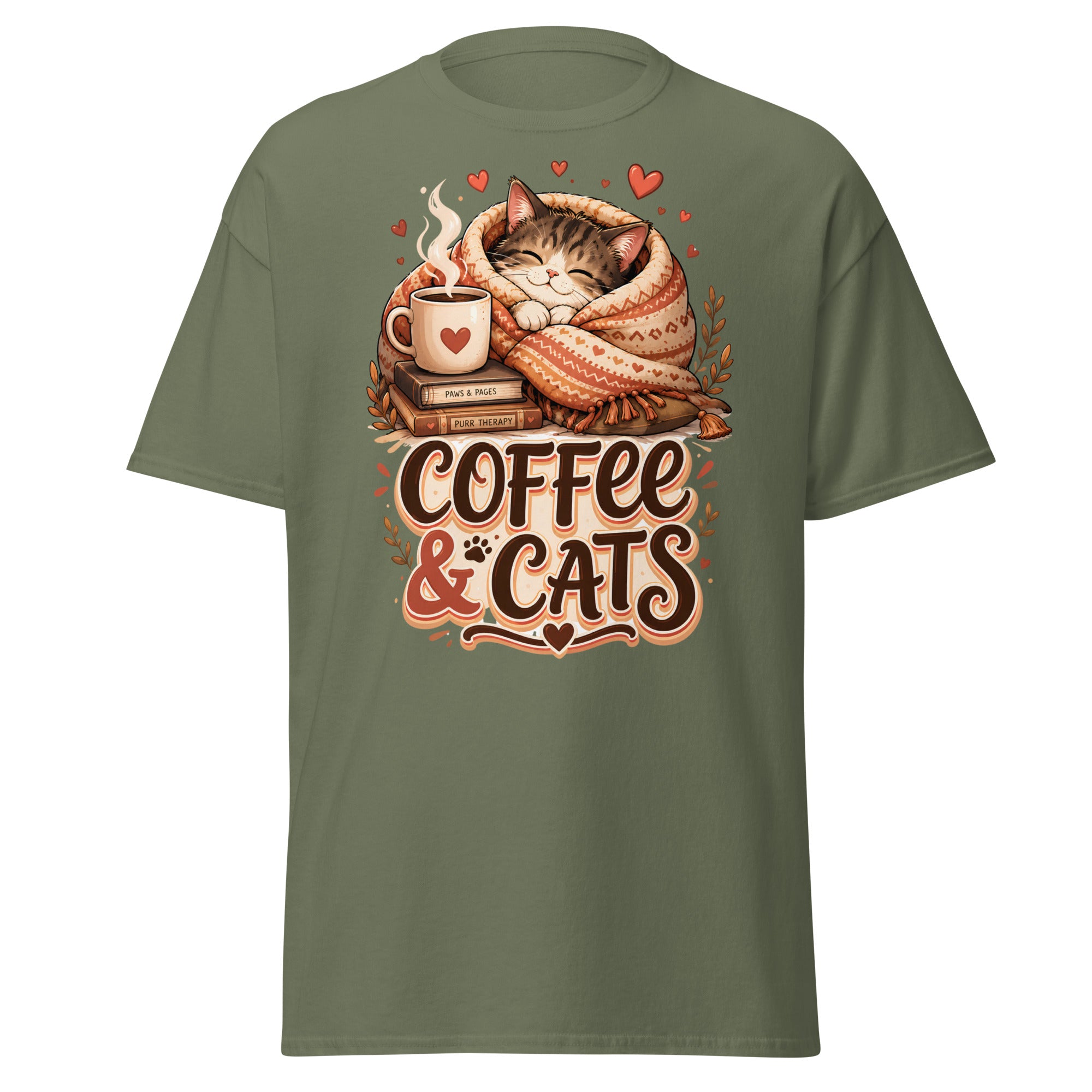 Unisex classic tee - Elite Coffee and Cats Cozy - Premium Luxury Retro Vintage Feline Design by printfluence.net