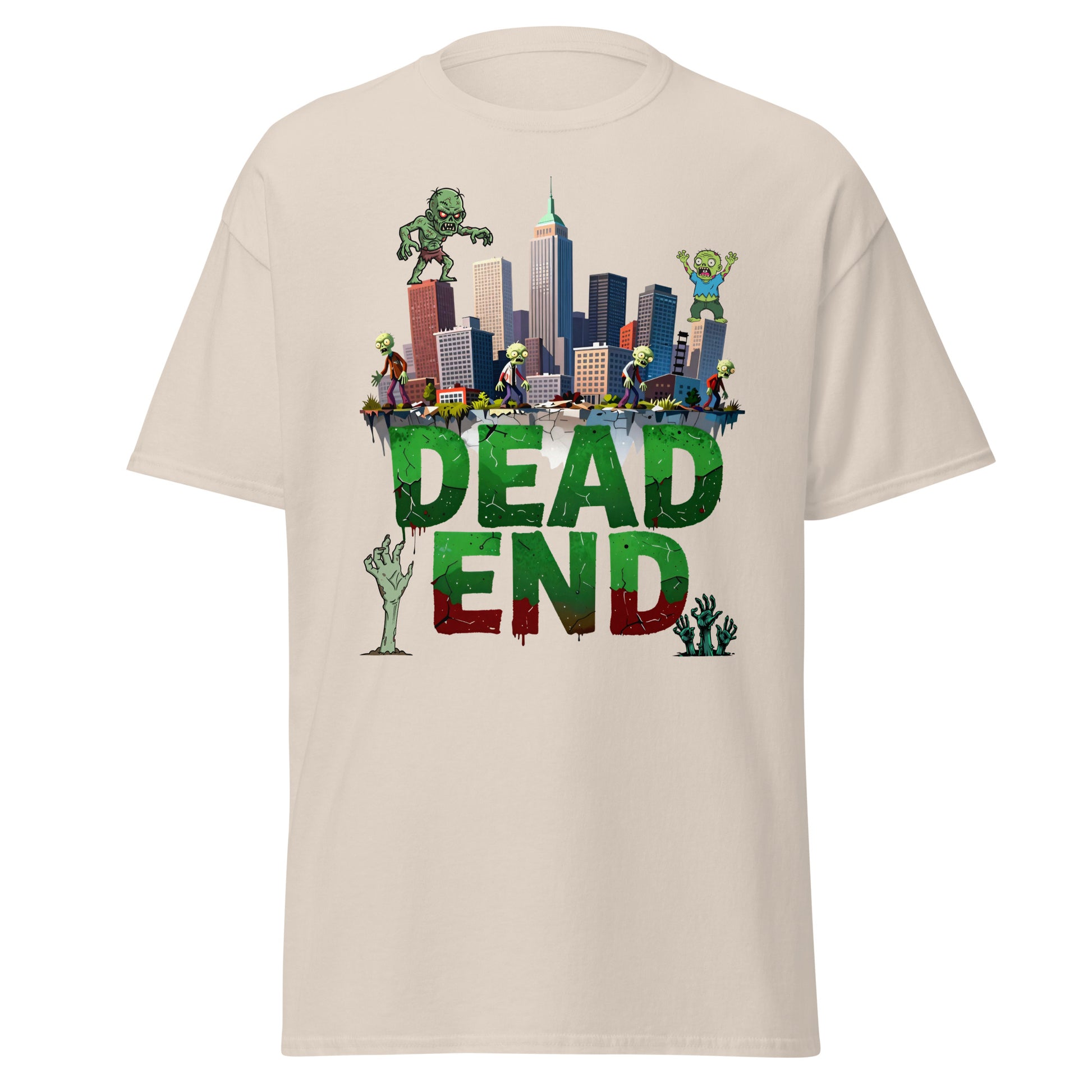 Unisex classic tee - Dead End Zombie City Unisex Tee – Apocalypse Edge for Elite Survivors by printfluence.net