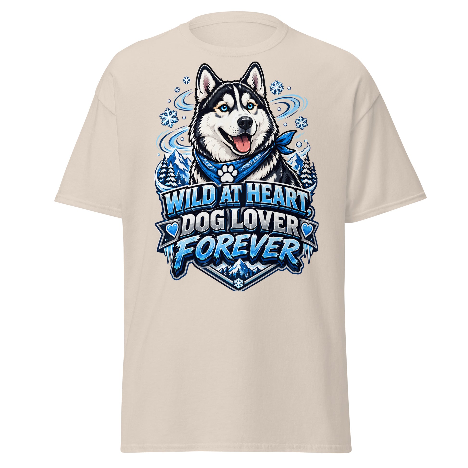 Wild at Heart Dog Lover Forever Siberian Husky Unisex Classic Tee - Cool Blue Ice Graphic T-Shirt by printfluence.net