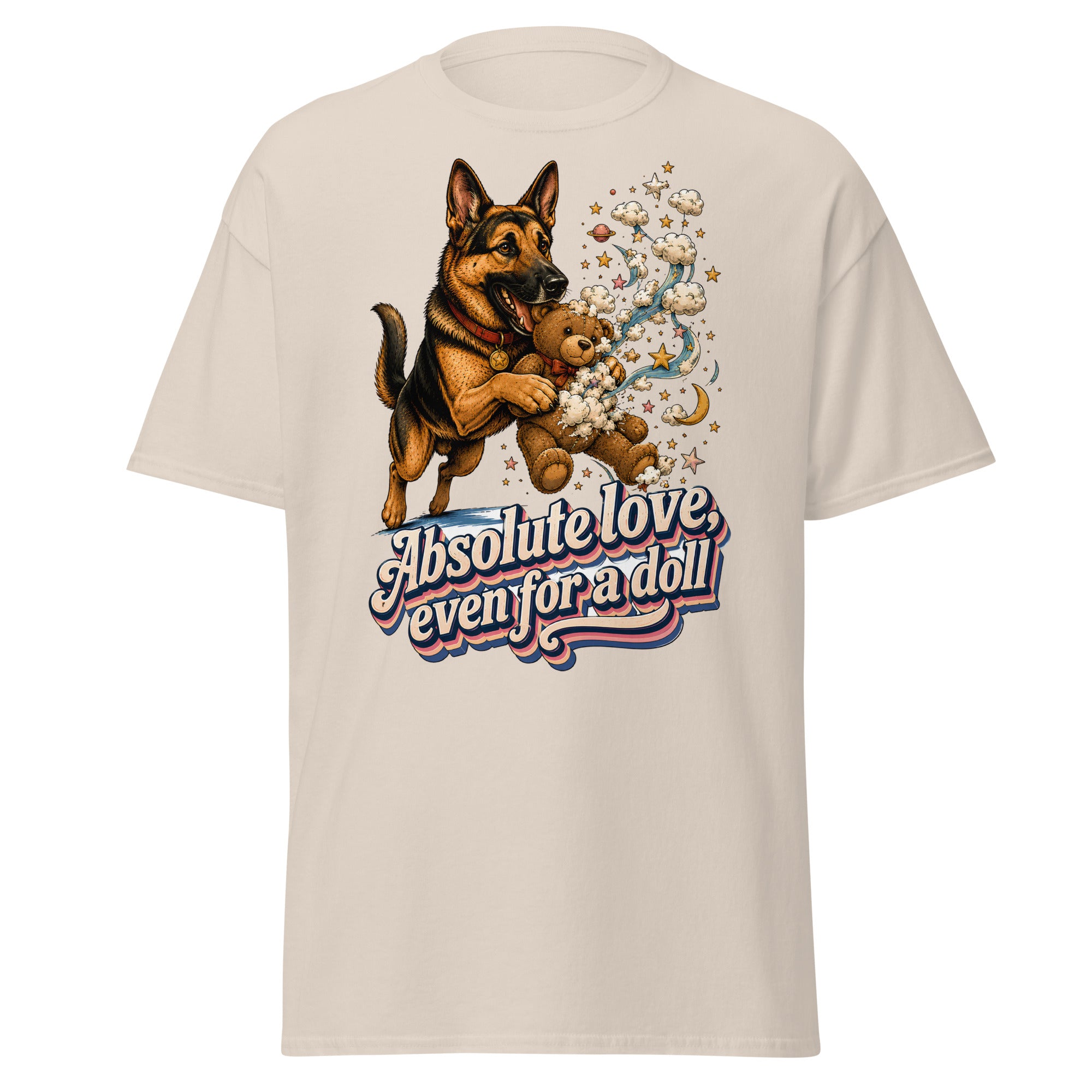 German Shepherd Lovers Unisex Classic Tee Absolute Love – Playful Canine Whimsical Art Shirt by printfluence.net