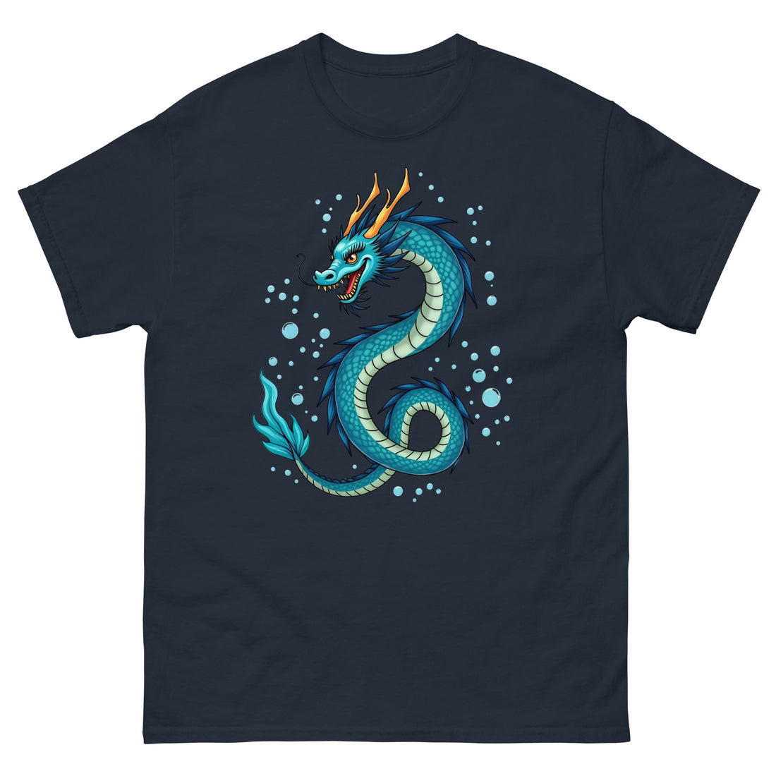 Unisex classic tee - Blue Water Dragon T‑Shirt – Epic Fantasy Creature Tee with Dynamic Splash Art by printfluence.net