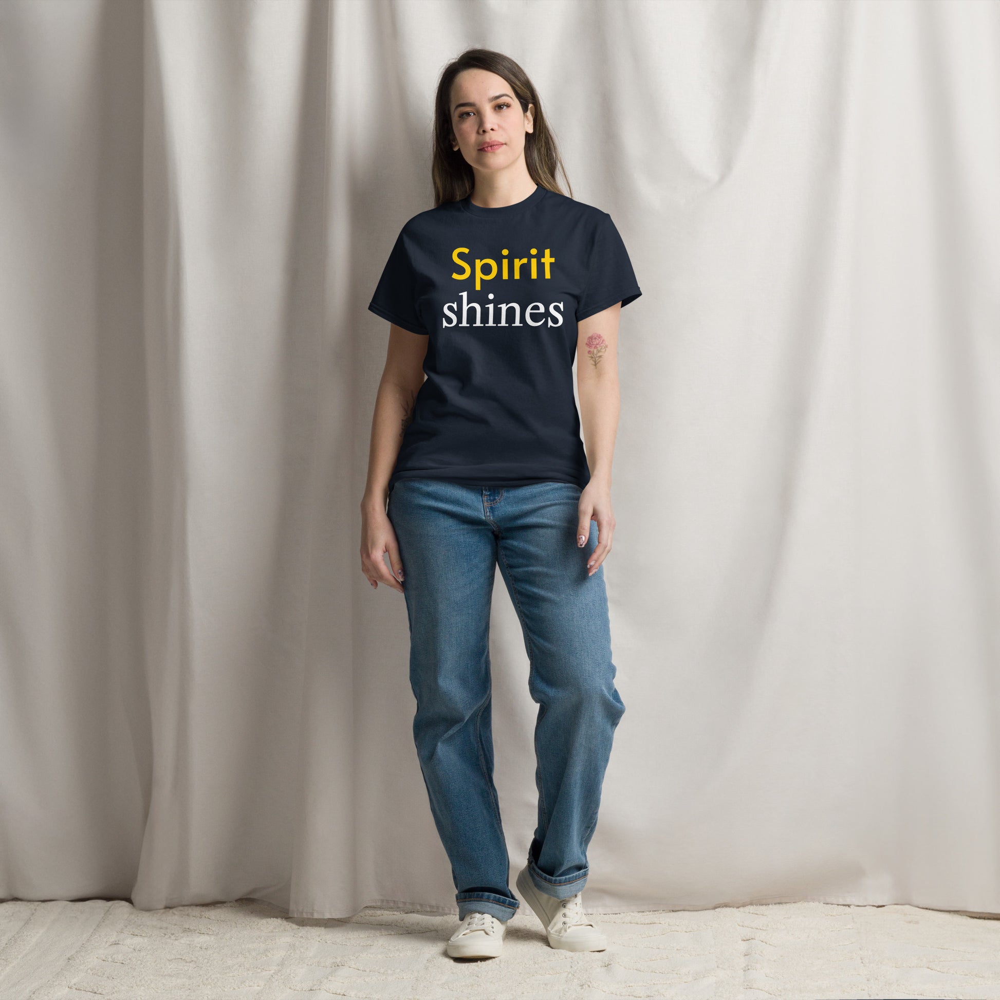 Unisex classic tee - Spirit Shines T-Shirt – Motivational Minimalist Design for Positive Energy by printfluence.net
